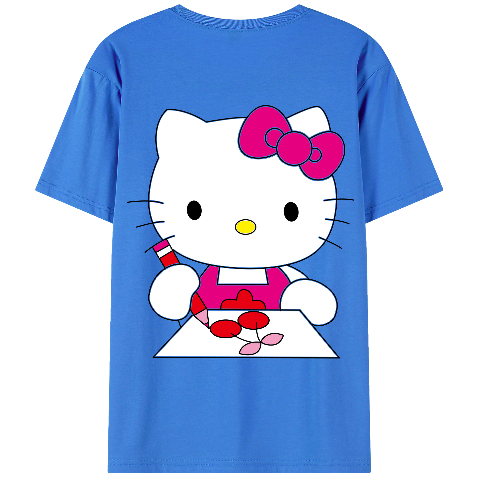 （画像用） Hello Kitty ハローキティ 綿100％ メンズ半袖Tシャツ（バックプリント） 通気性