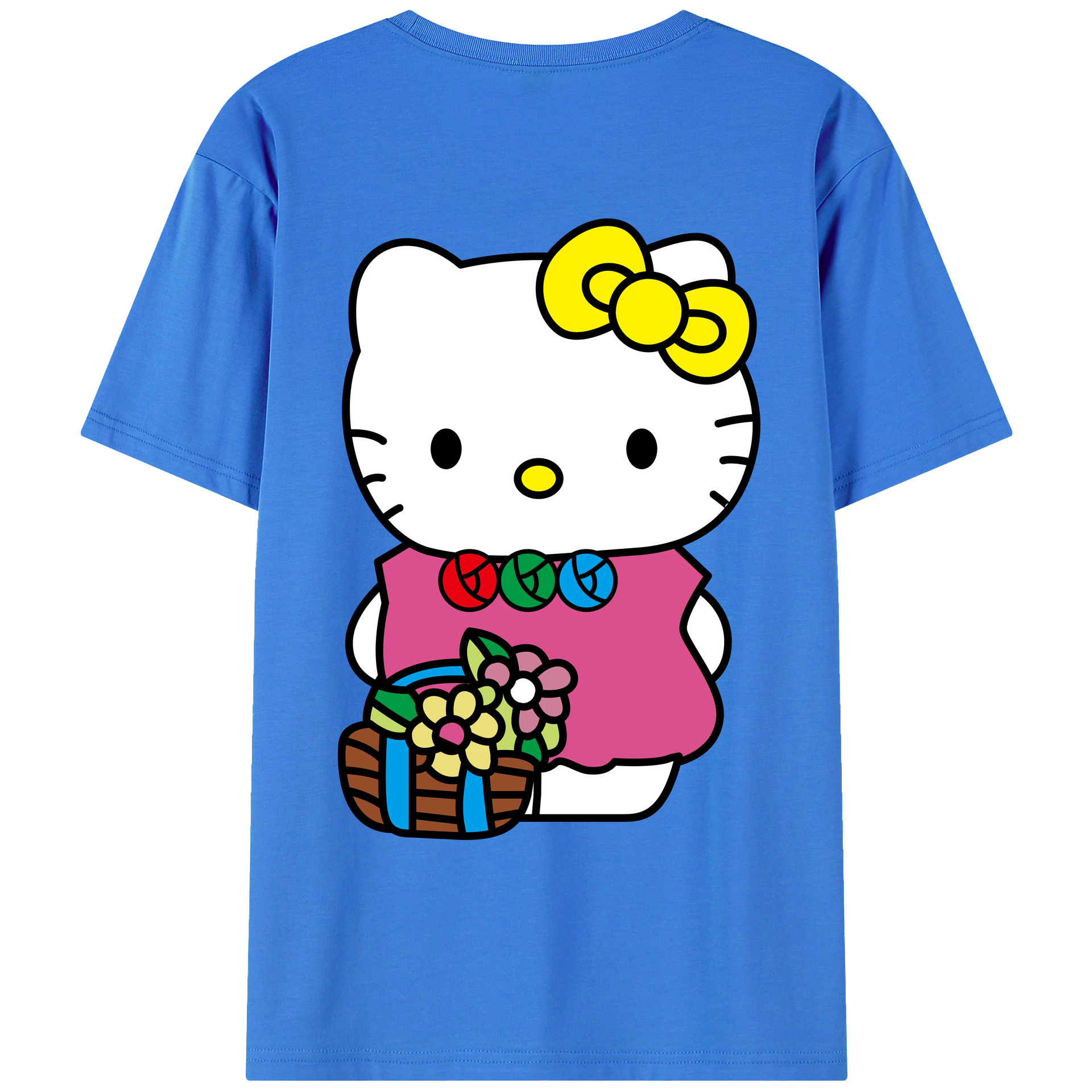 （画像用） Hello Kitty ハローキティ 綿100％ メンズ半袖Tシャツ（バックプリント） 通気性