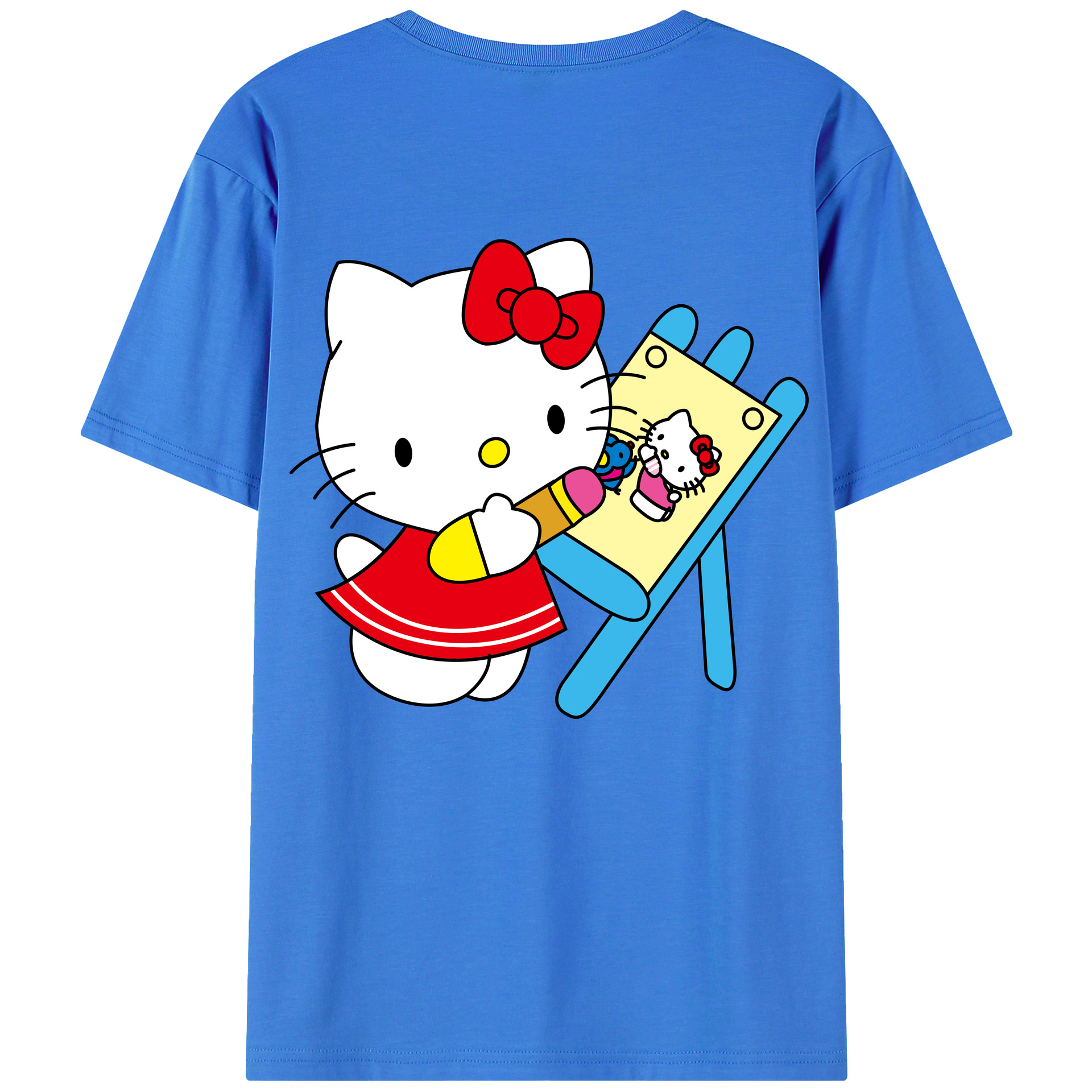 （画像用） Hello Kitty ハローキティ 綿100％ メンズ半袖Tシャツ（バックプリント） 通気性