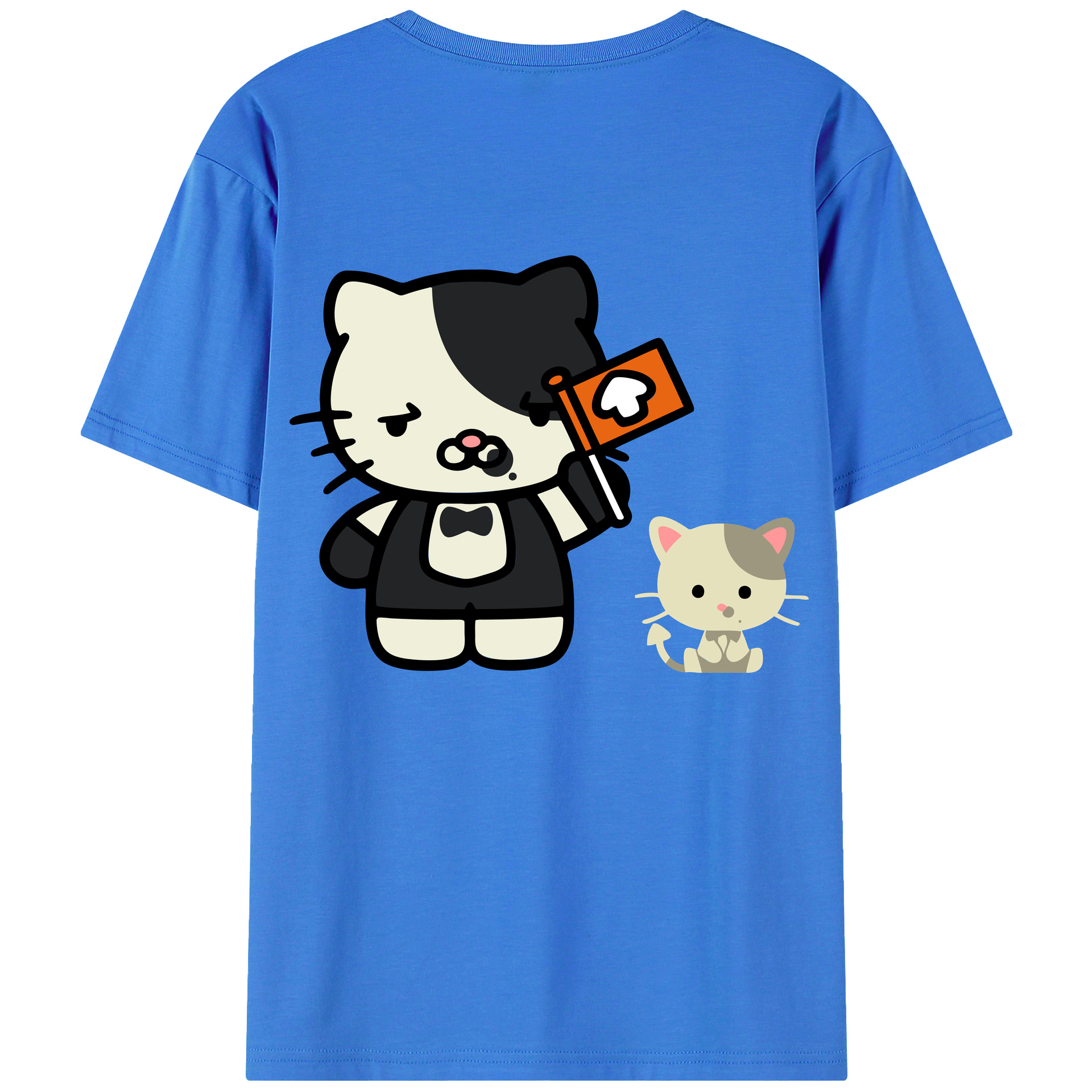 （画像用） Hello Kitty ハローキティ 綿100％ メンズ半袖Tシャツ（バックプリント） 通気性