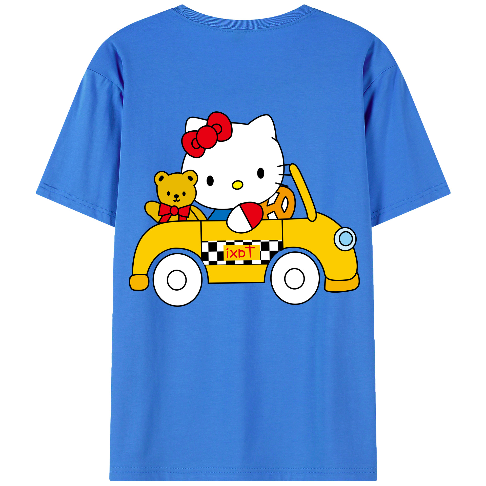 （画像用） Hello Kitty ハローキティ 綿100％ メンズ半袖Tシャツ（バックプリント） 通気性