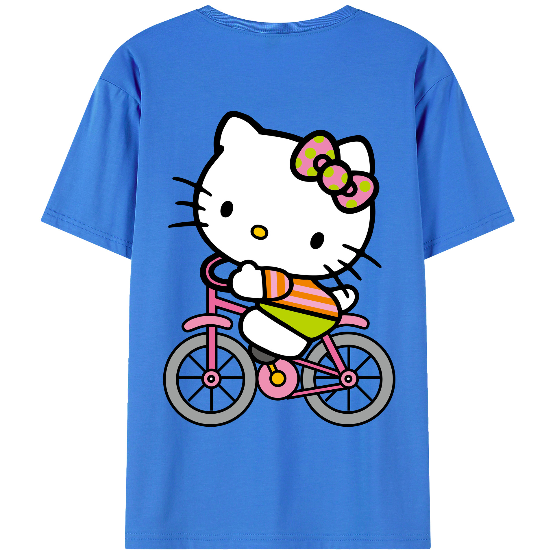（画像用） Hello Kitty ハローキティ 綿100％ メンズ半袖Tシャツ（バックプリント） 通気性