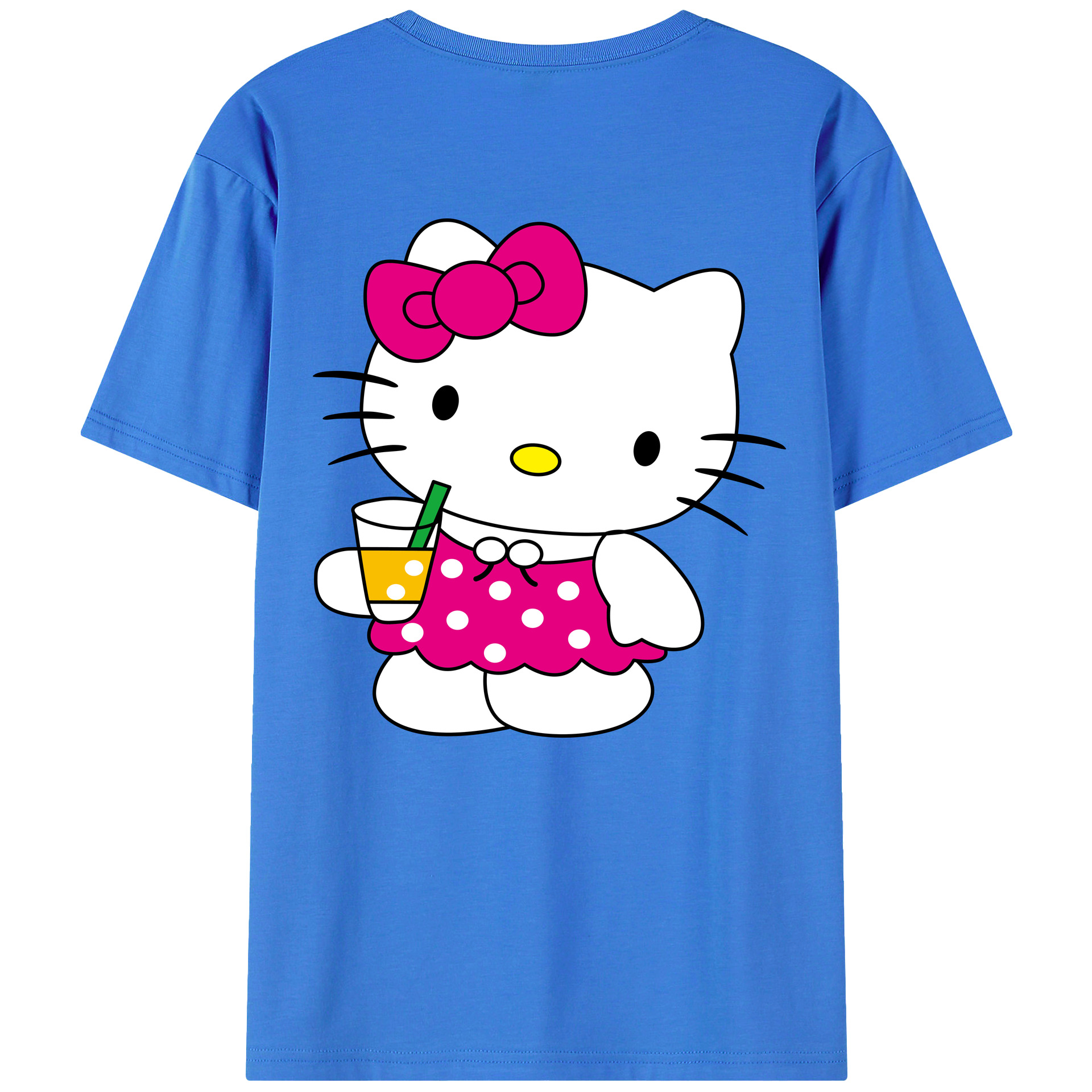 （画像用） Hello Kitty ハローキティ 綿100％ メンズ半袖Tシャツ（バックプリント） 通気性