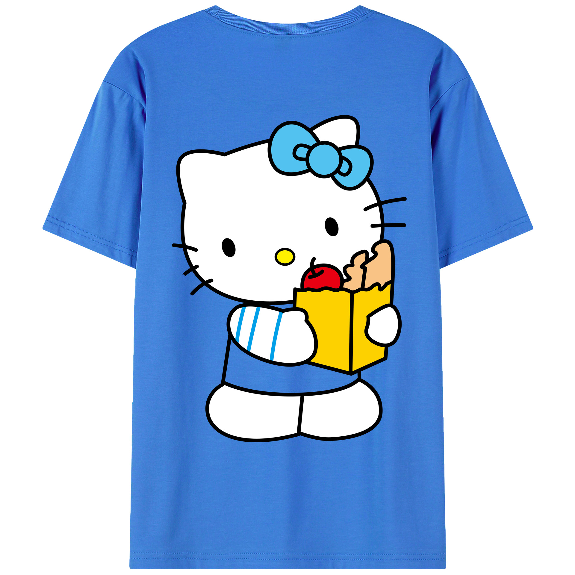 （画像用） Hello Kitty ハローキティ 綿100％ メンズ半袖Tシャツ（バックプリント） 通気性