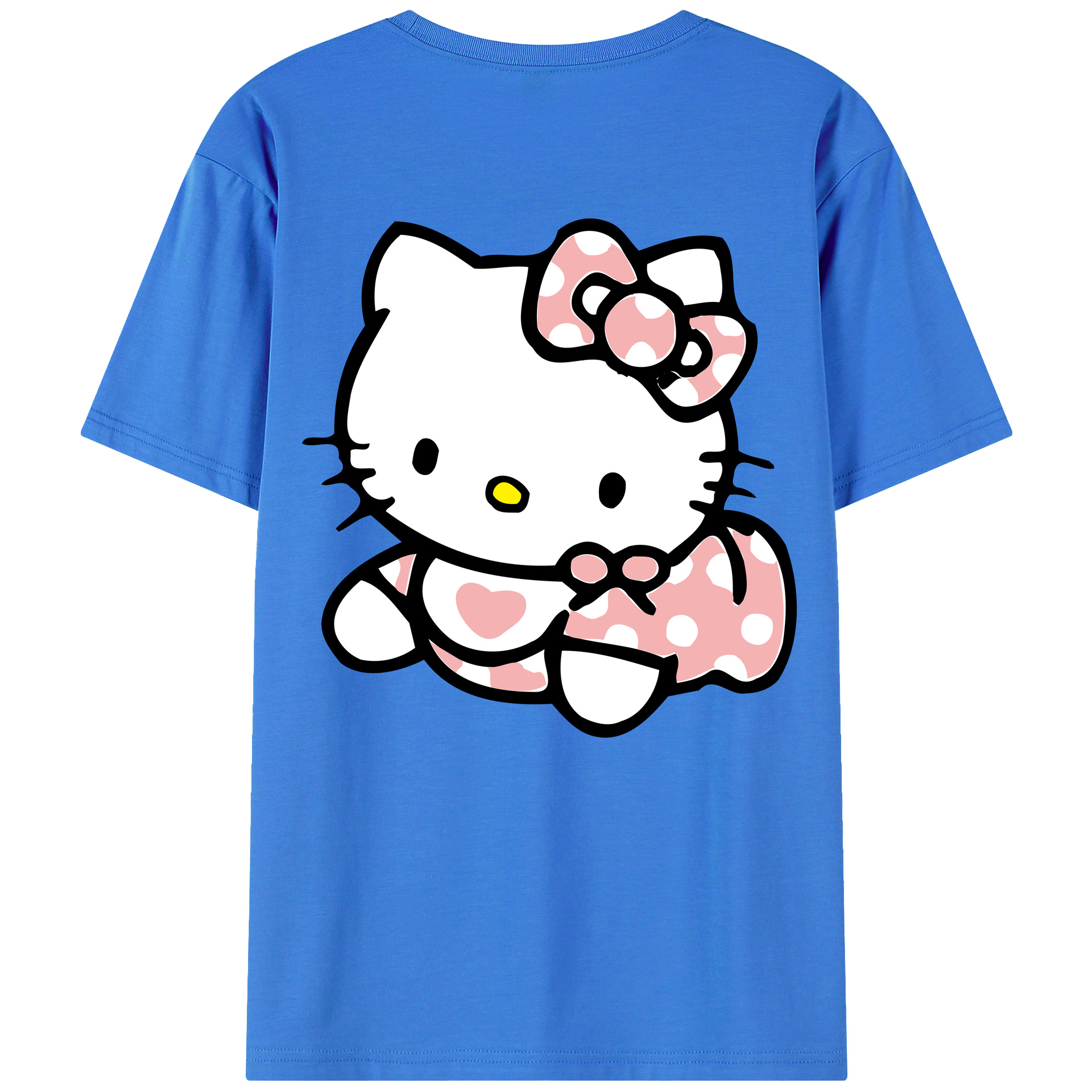 （画像用） Hello Kitty ハローキティ 綿100％ メンズ半袖Tシャツ（バックプリント） 通気性