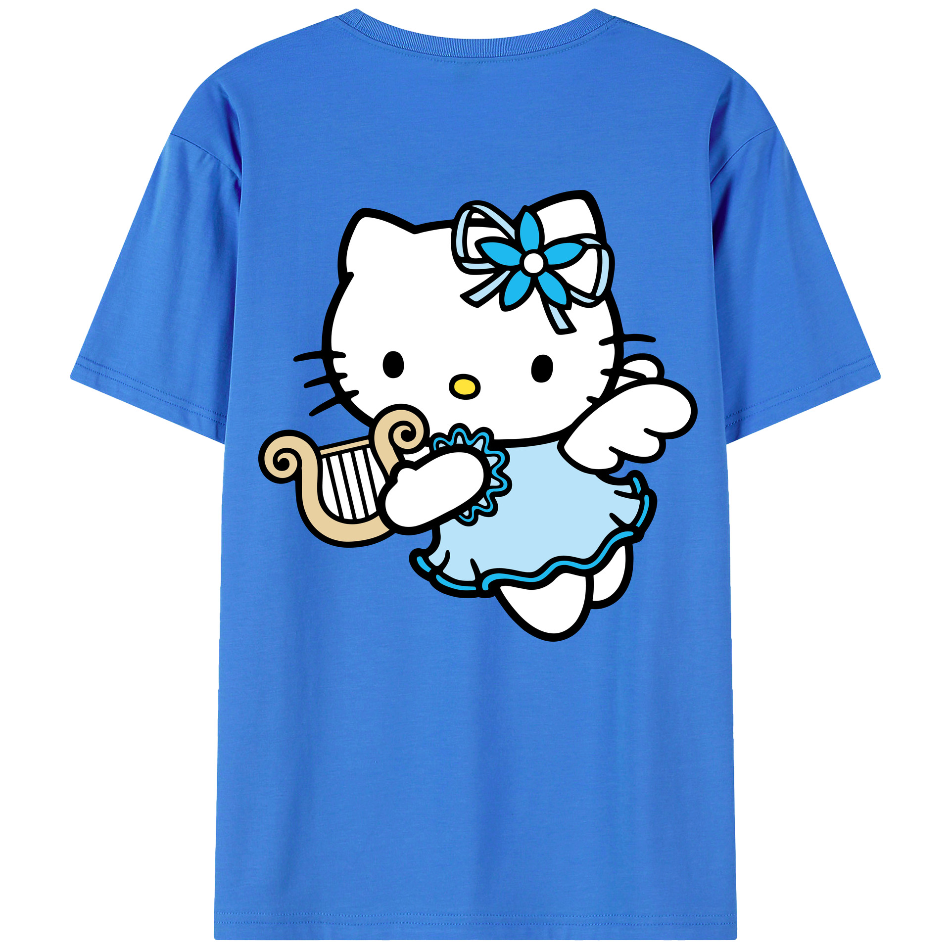 （画像用） Hello Kitty ハローキティ 綿100％ メンズ半袖Tシャツ（バックプリント） 通気性