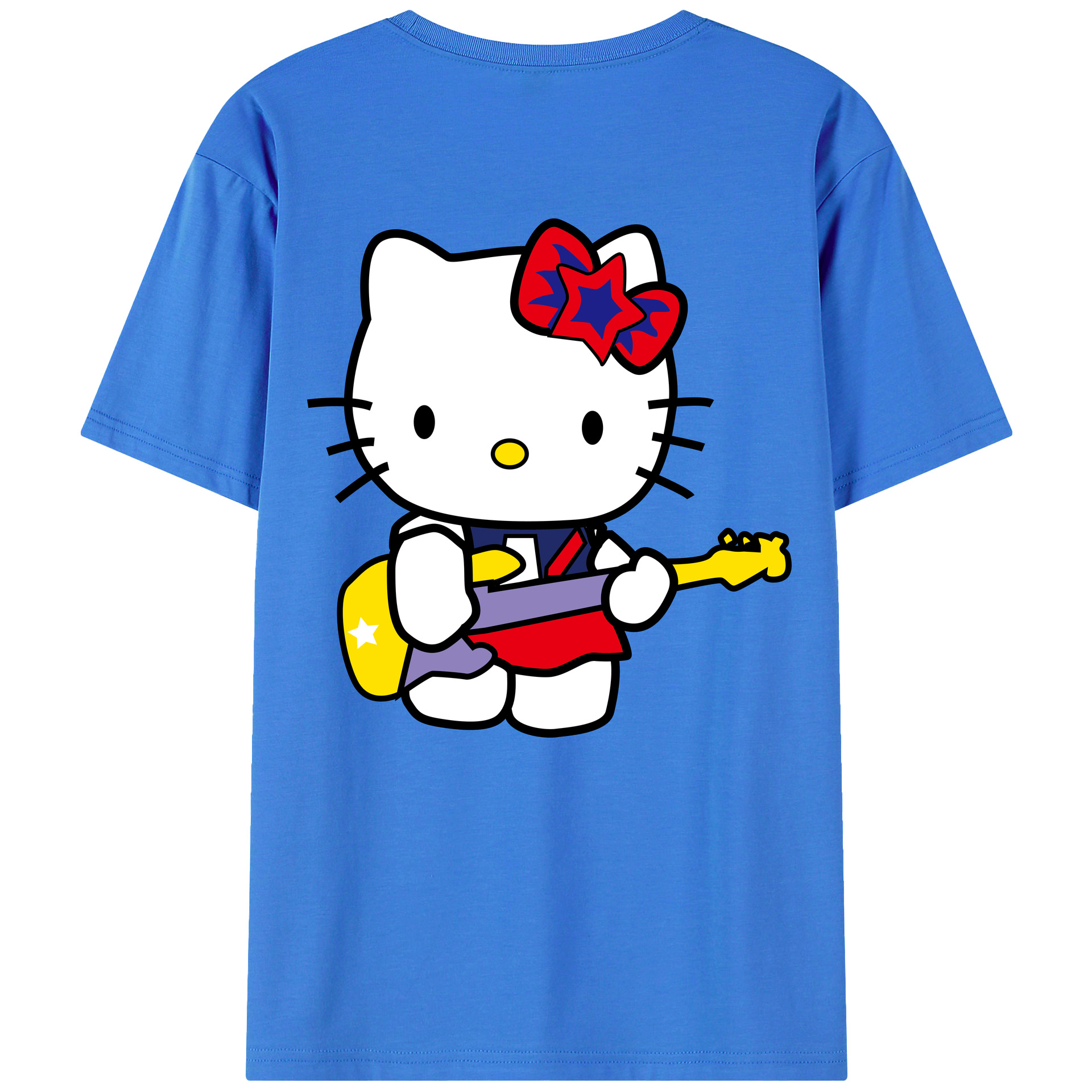 （画像用） Hello Kitty ハローキティ 綿100％ メンズ半袖Tシャツ（バックプリント） 通気性