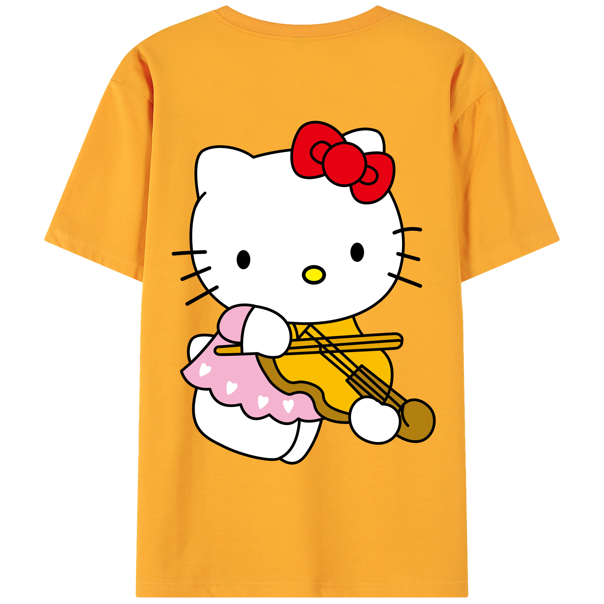 （画像用） Hello Kitty ハローキティ 綿100％ メンズ半袖Tシャツ（バックプリント） 通気性