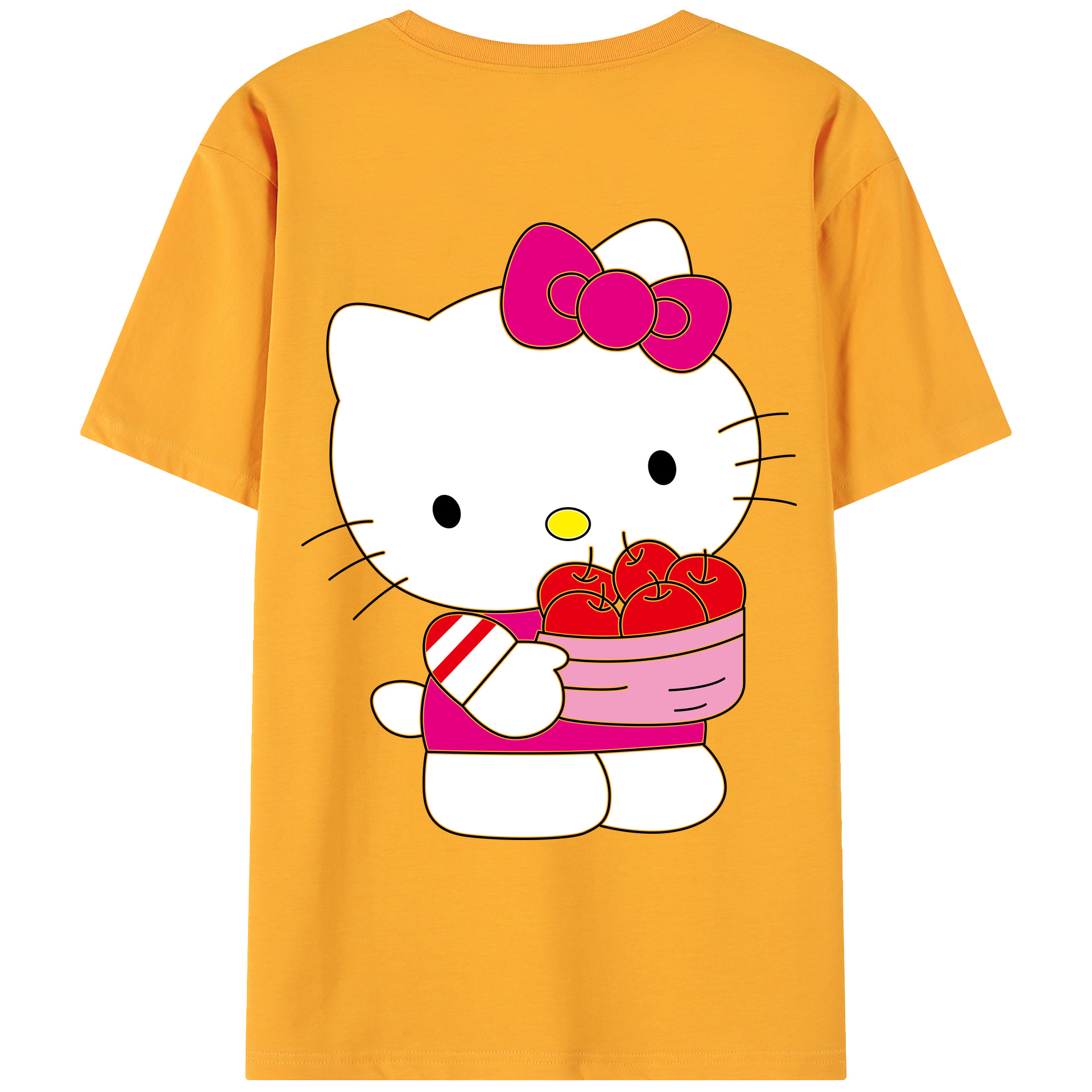 （画像用） Hello Kitty ハローキティ 綿100％ メンズ半袖Tシャツ（バックプリント） 通気性