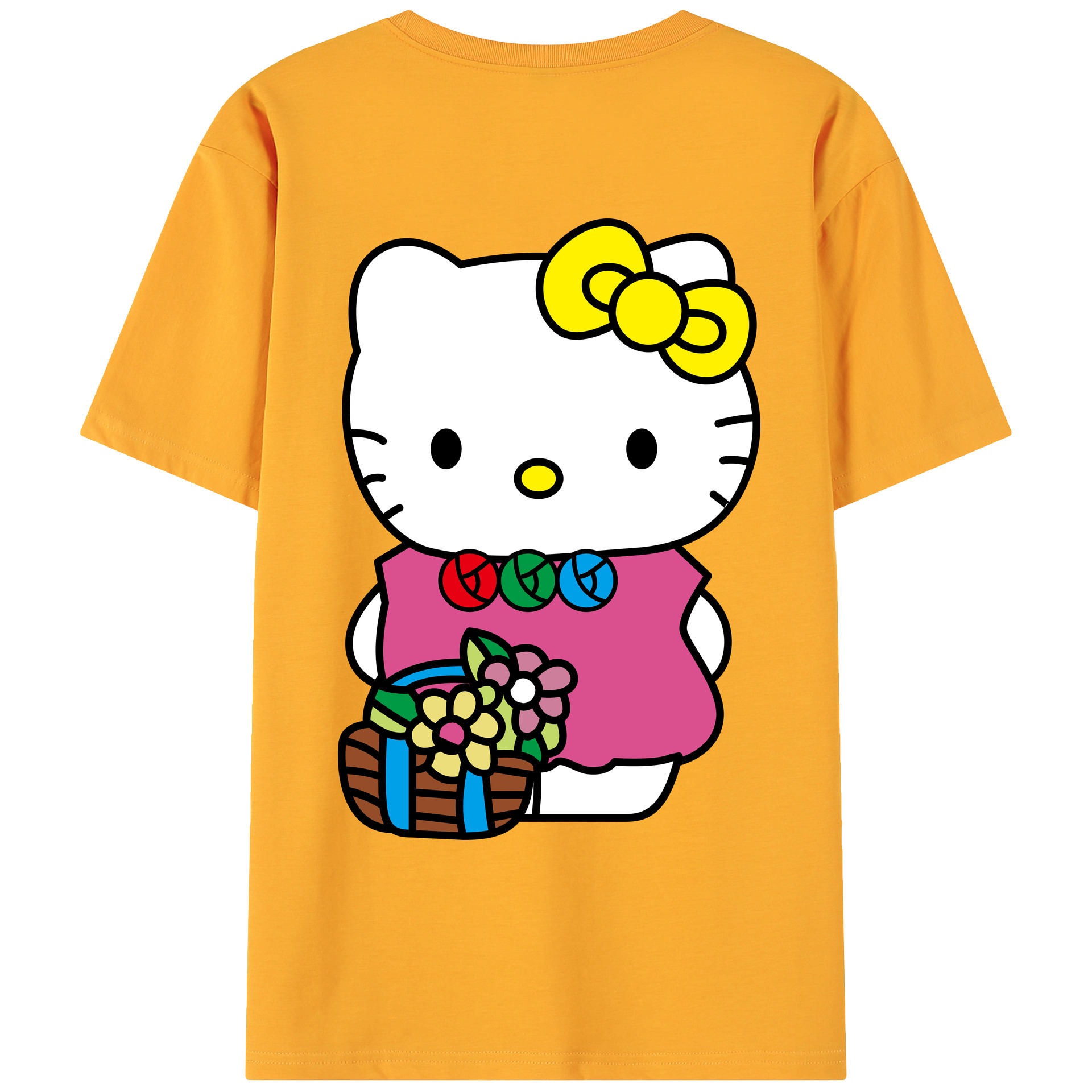 （画像用） Hello Kitty ハローキティ 綿100％ メンズ半袖Tシャツ（バックプリント） 通気性