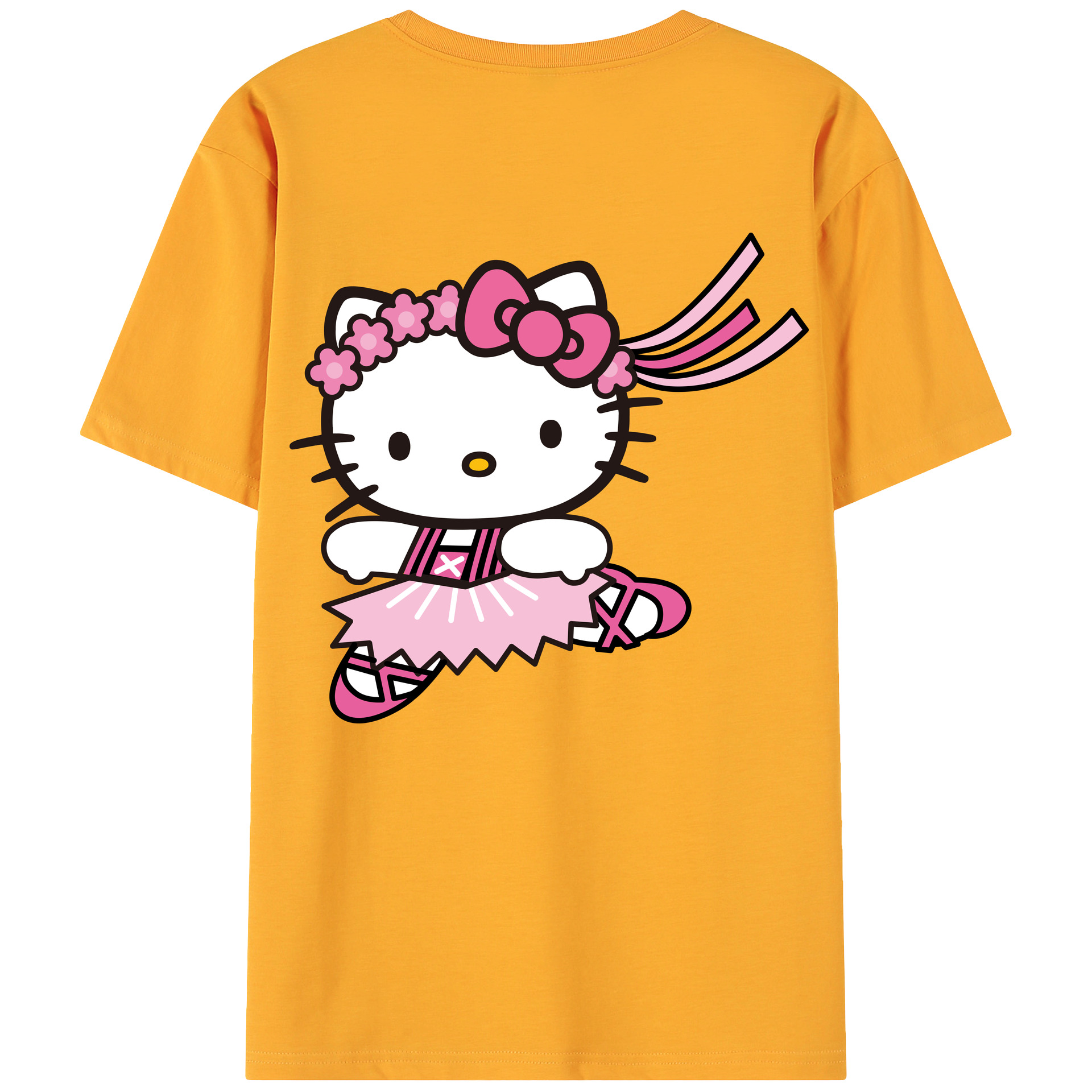 （画像用） Hello Kitty ハローキティ 綿100％ メンズ半袖Tシャツ（バックプリント） 通気性