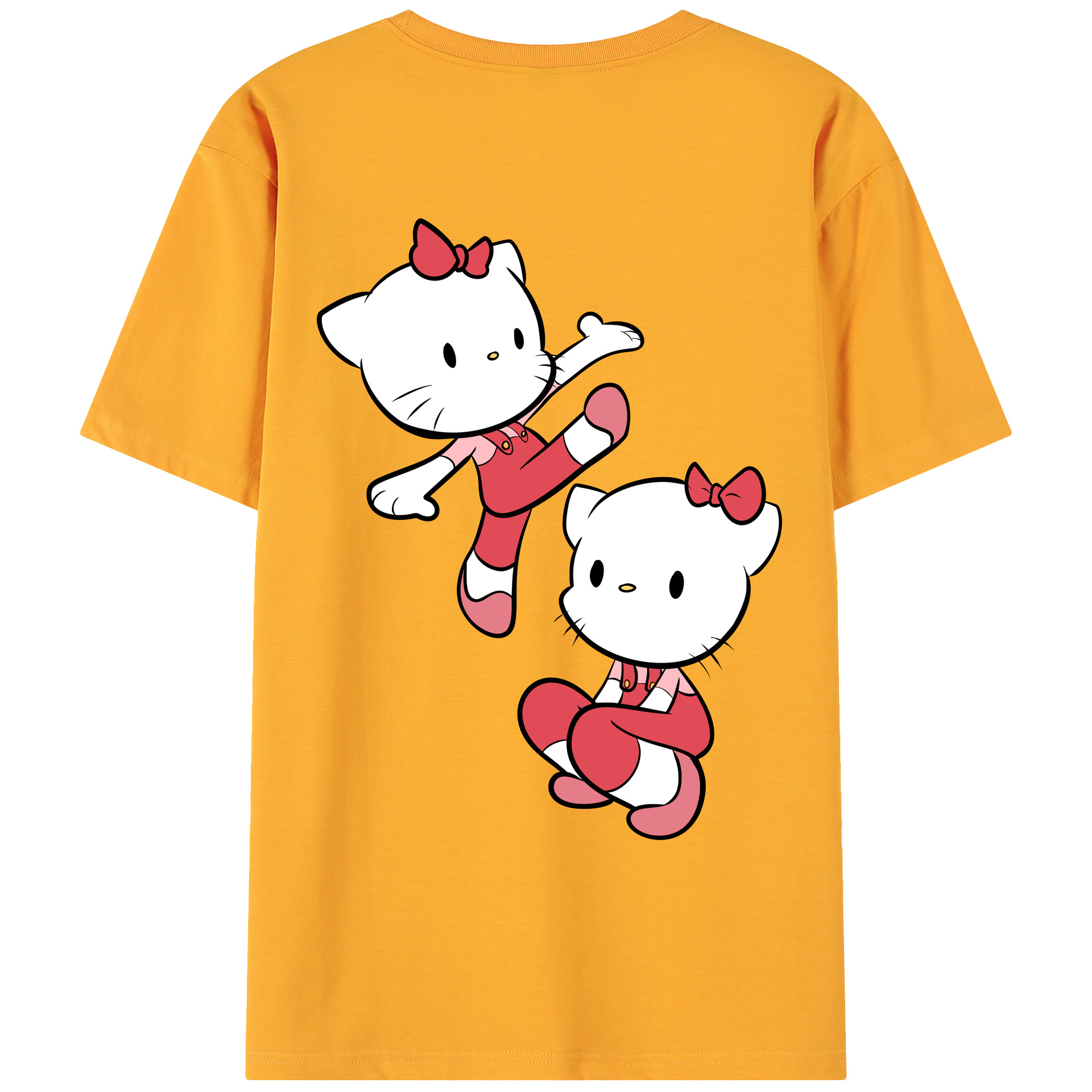 （画像用） Hello Kitty ハローキティ 綿100％ メンズ半袖Tシャツ（バックプリント） 通気性