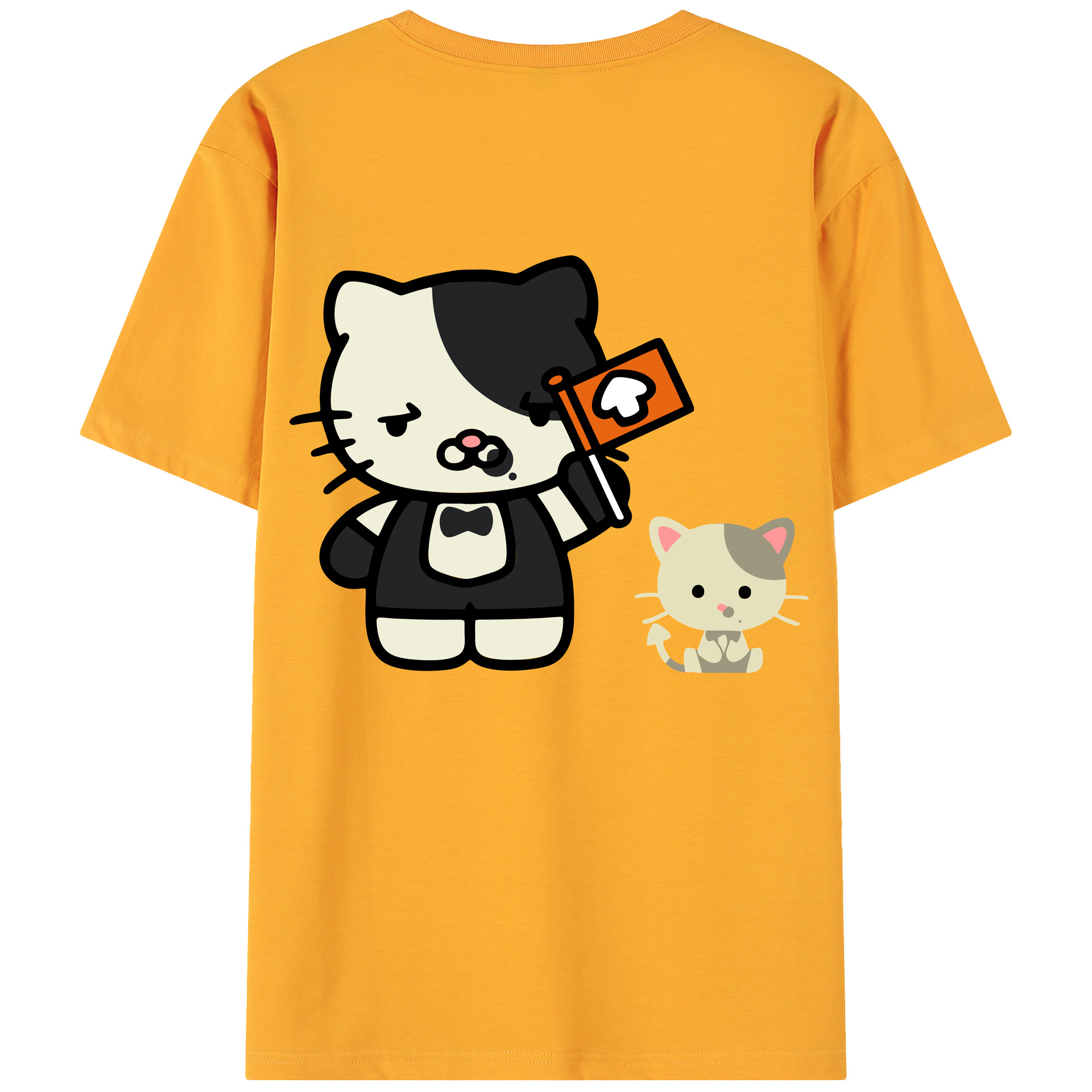 （画像用） Hello Kitty ハローキティ 綿100％ メンズ半袖Tシャツ（バックプリント） 通気性