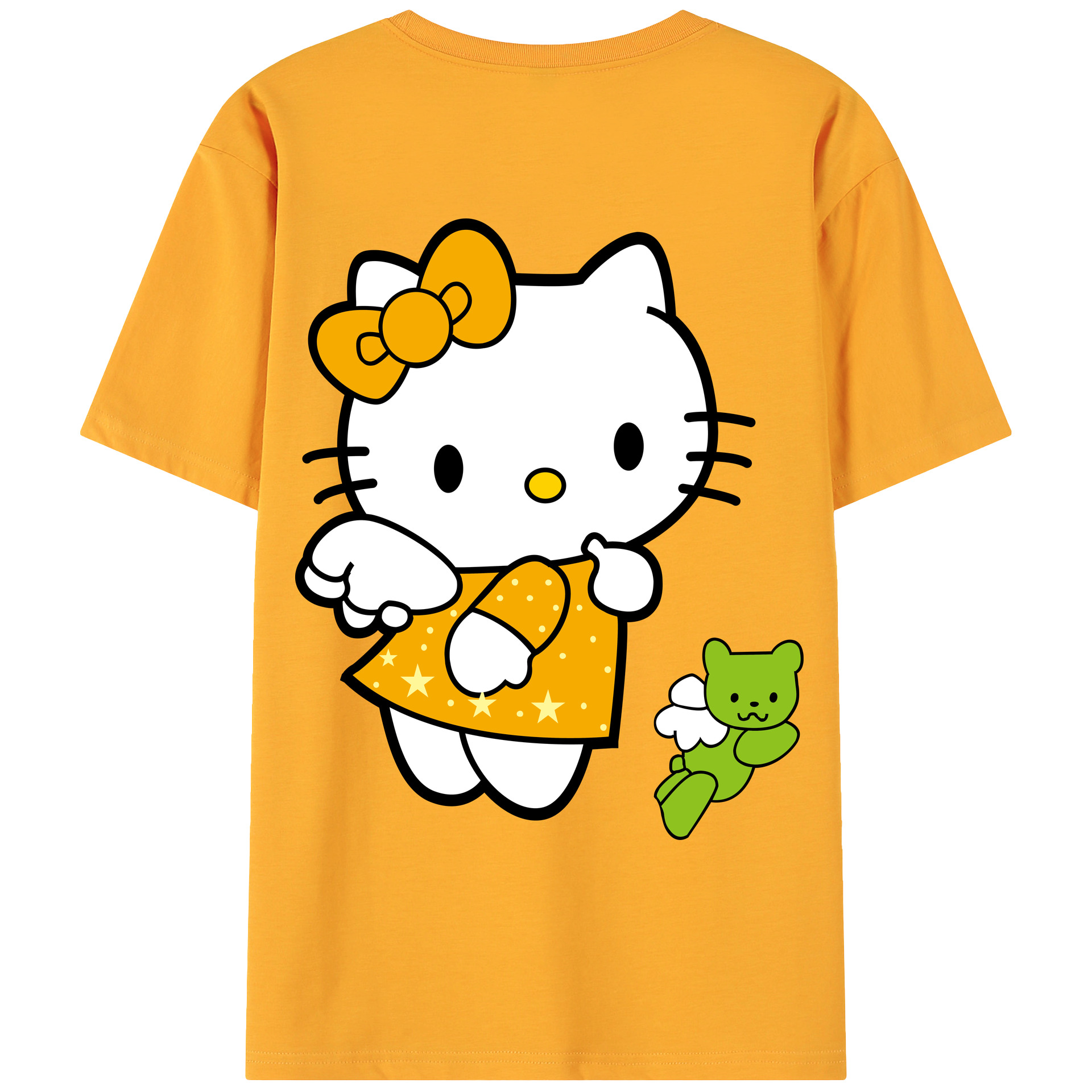 （画像用） Hello Kitty ハローキティ 綿100％ メンズ半袖Tシャツ（バックプリント） 通気性