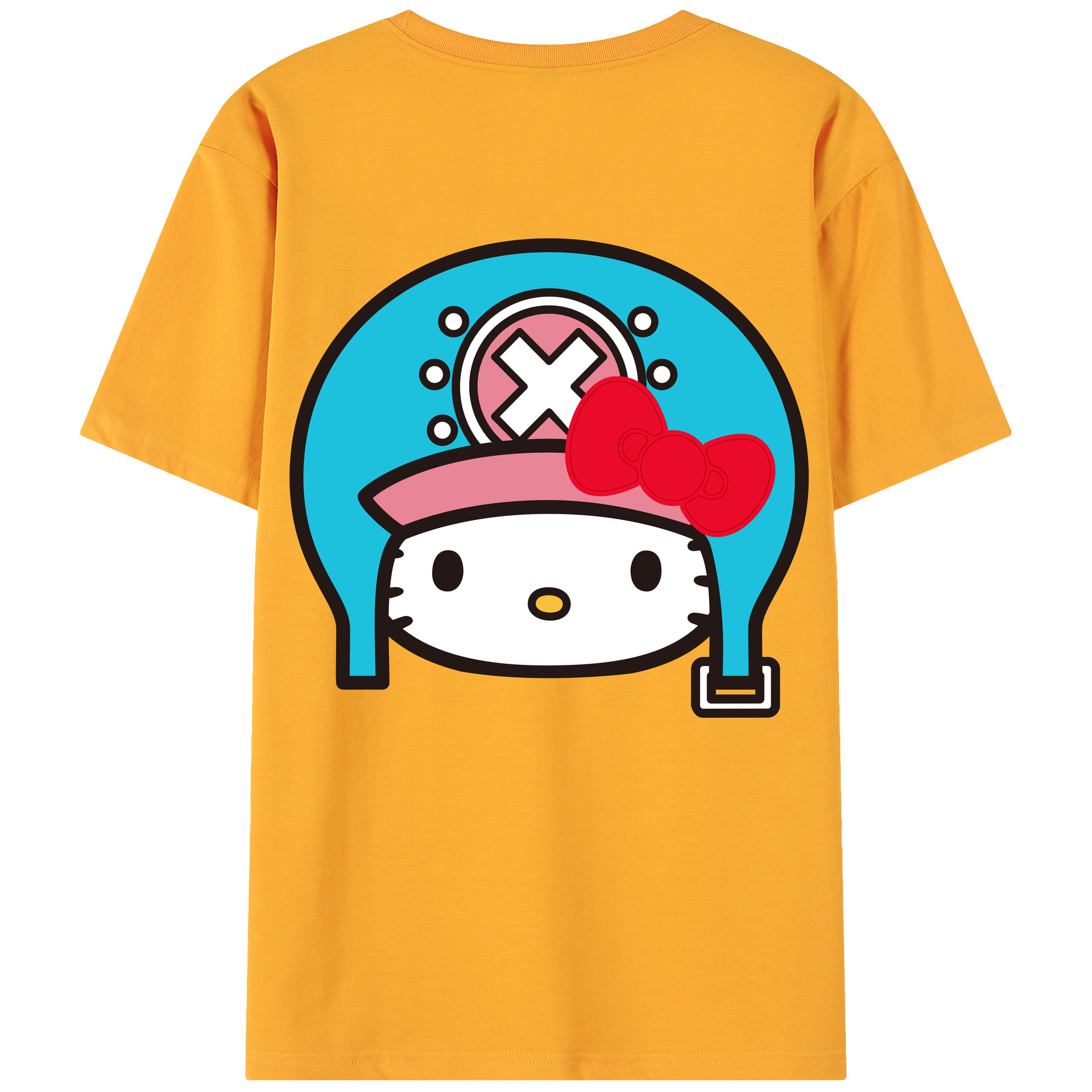 （画像用） Hello Kitty ハローキティ 綿100％ メンズ半袖Tシャツ（バックプリント） 通気性