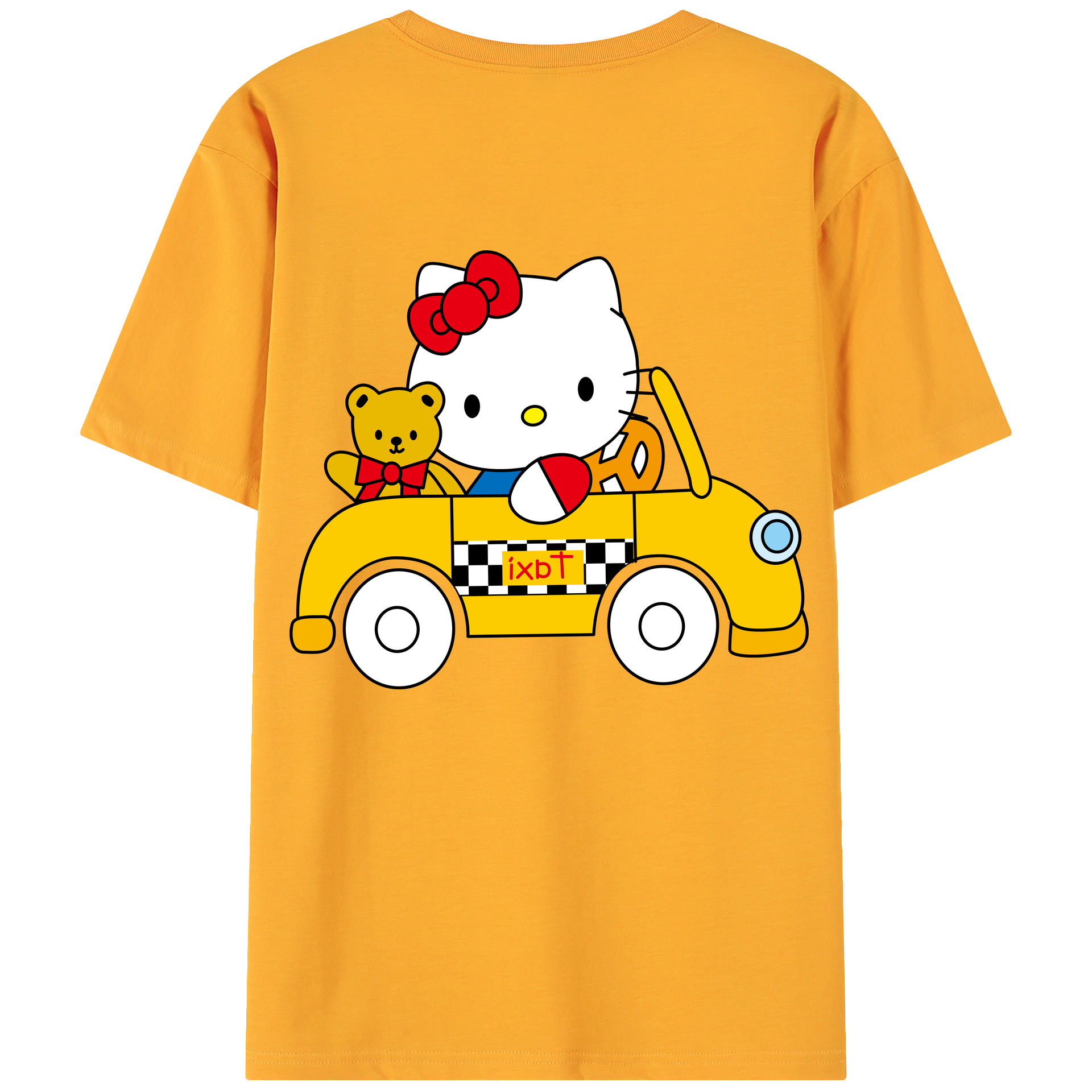 （画像用） Hello Kitty ハローキティ 綿100％ メンズ半袖Tシャツ（バックプリント） 通気性