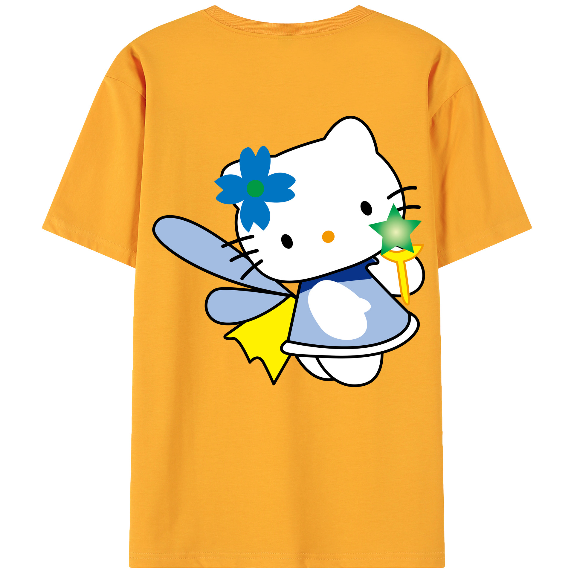 （画像用） Hello Kitty ハローキティ 綿100％ メンズ半袖Tシャツ（バックプリント） 通気性
