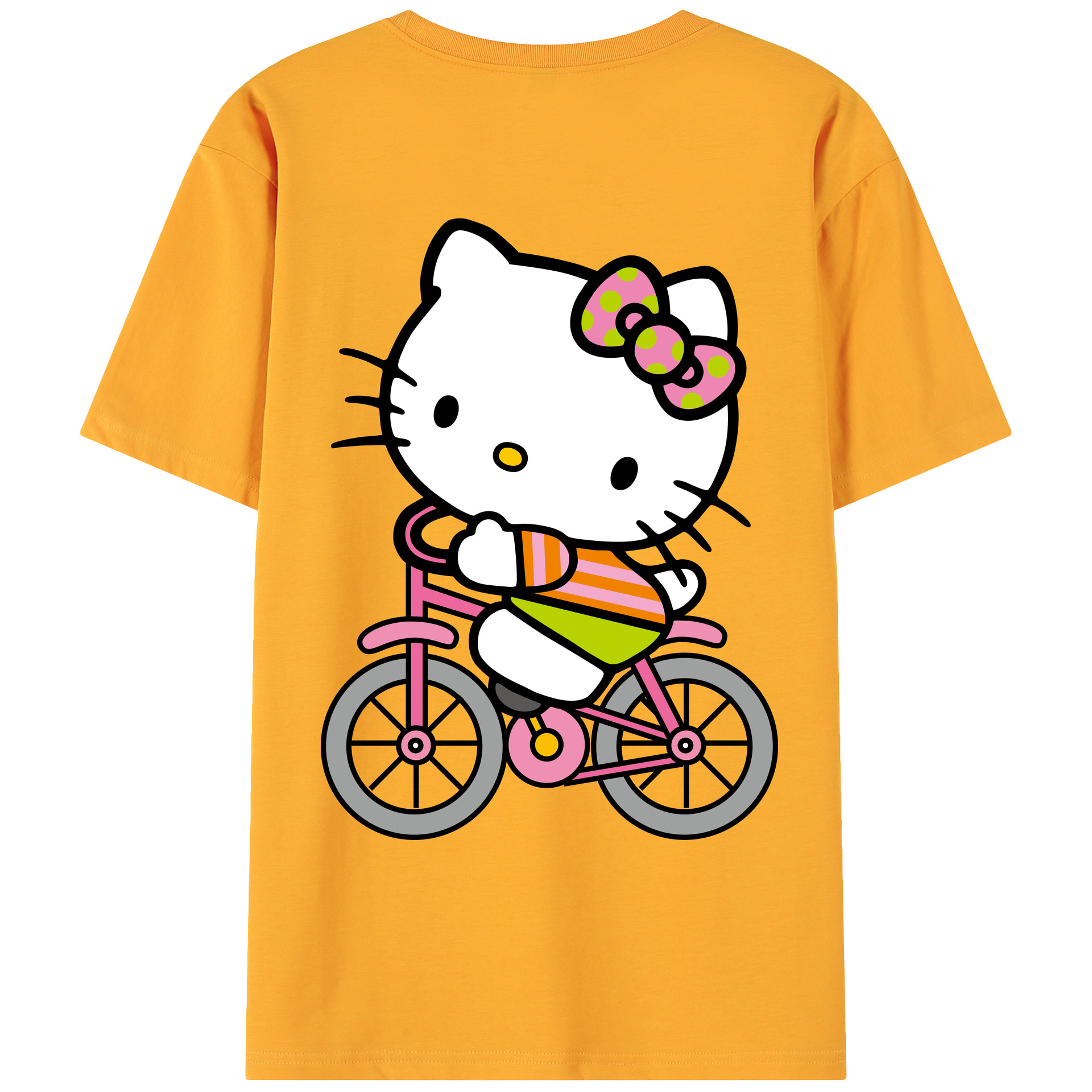 （画像用） Hello Kitty ハローキティ 綿100％ メンズ半袖Tシャツ（バックプリント） 通気性