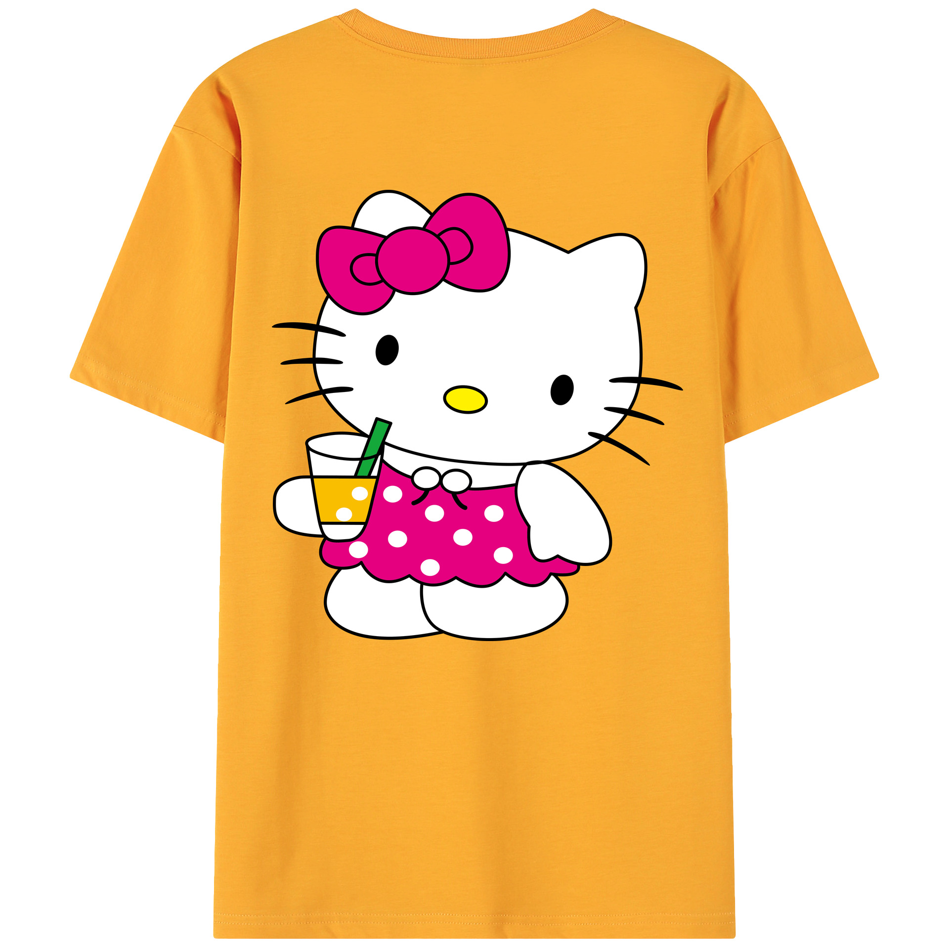 （画像用） Hello Kitty ハローキティ 綿100％ メンズ半袖Tシャツ（バックプリント） 通気性