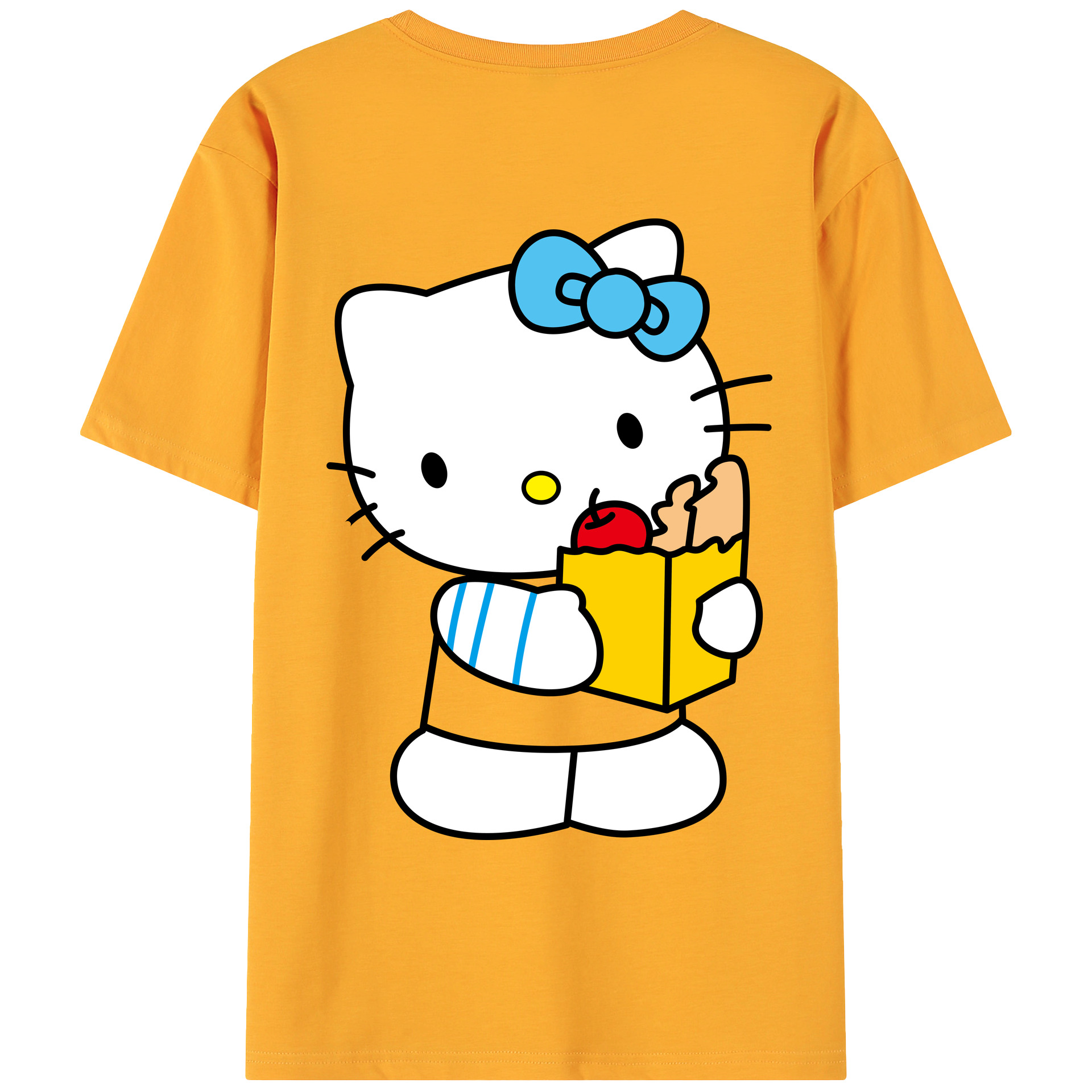 （画像用） Hello Kitty ハローキティ 綿100％ メンズ半袖Tシャツ（バックプリント） 通気性
