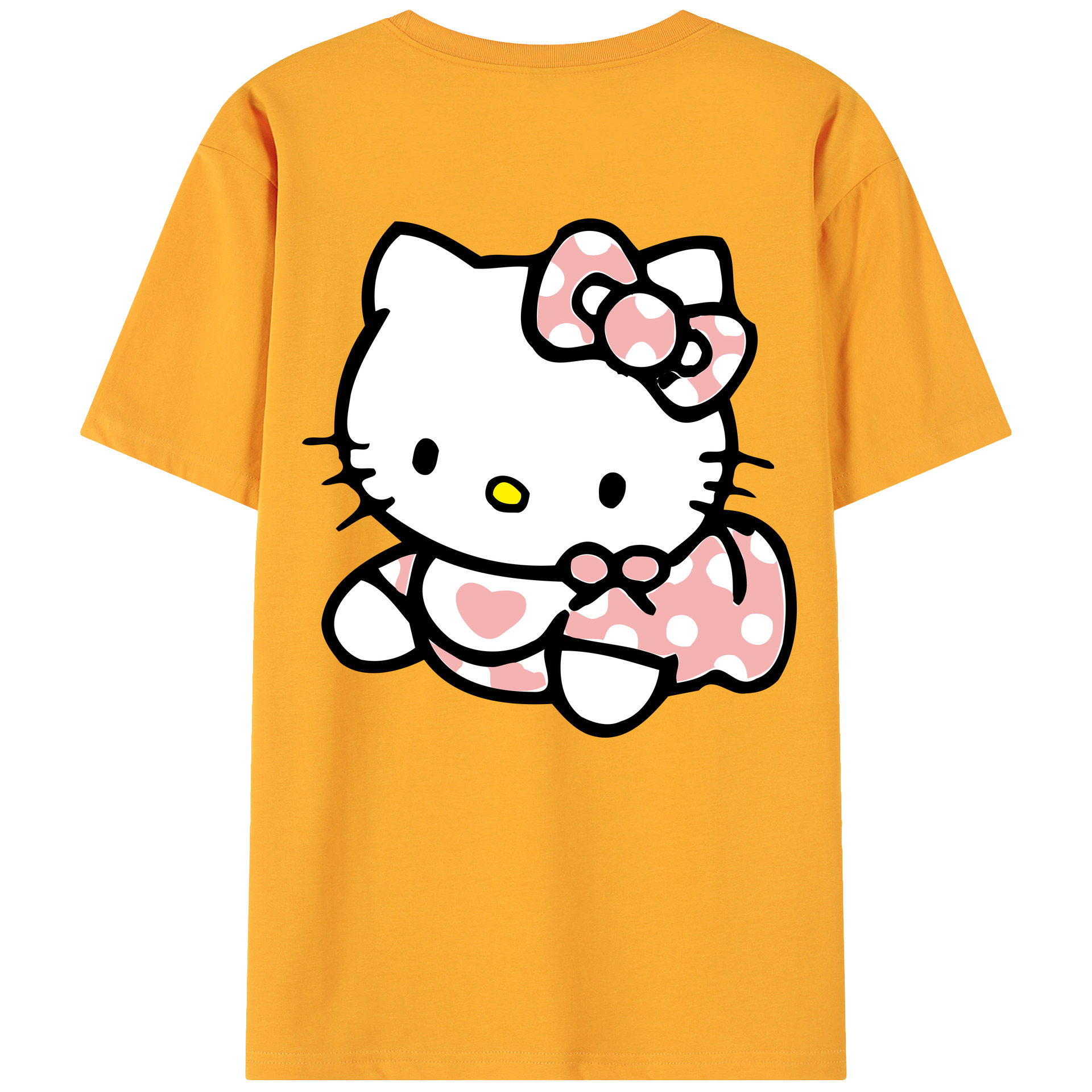 （画像用） Hello Kitty ハローキティ 綿100％ メンズ半袖Tシャツ（バックプリント） 通気性