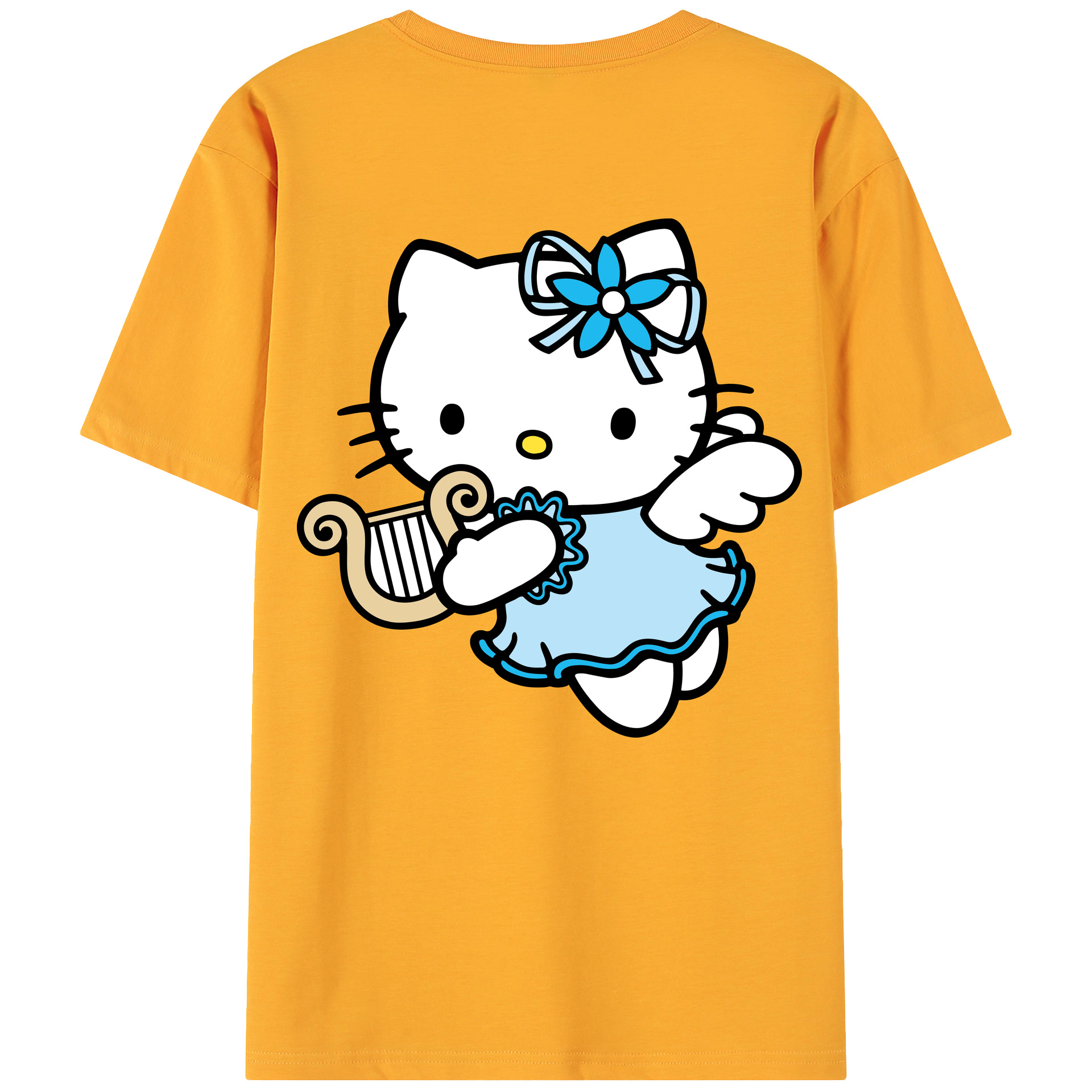 （画像用） Hello Kitty ハローキティ 綿100％ メンズ半袖Tシャツ（バックプリント） 通気性