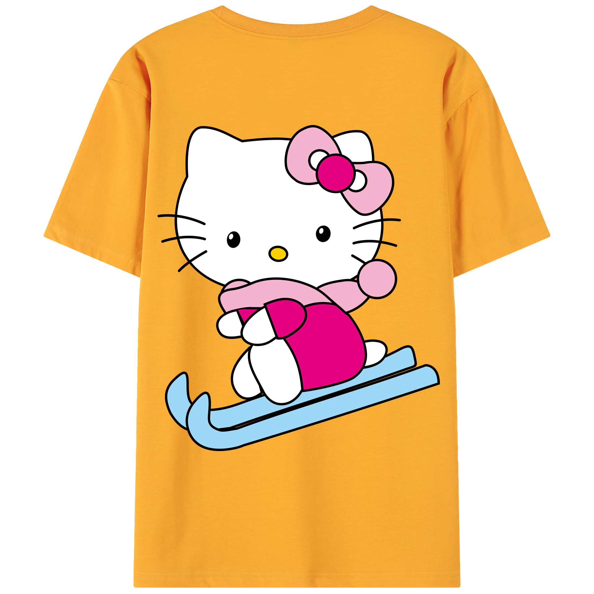 （画像用） Hello Kitty ハローキティ 綿100％ メンズ半袖Tシャツ（バックプリント） 通気性