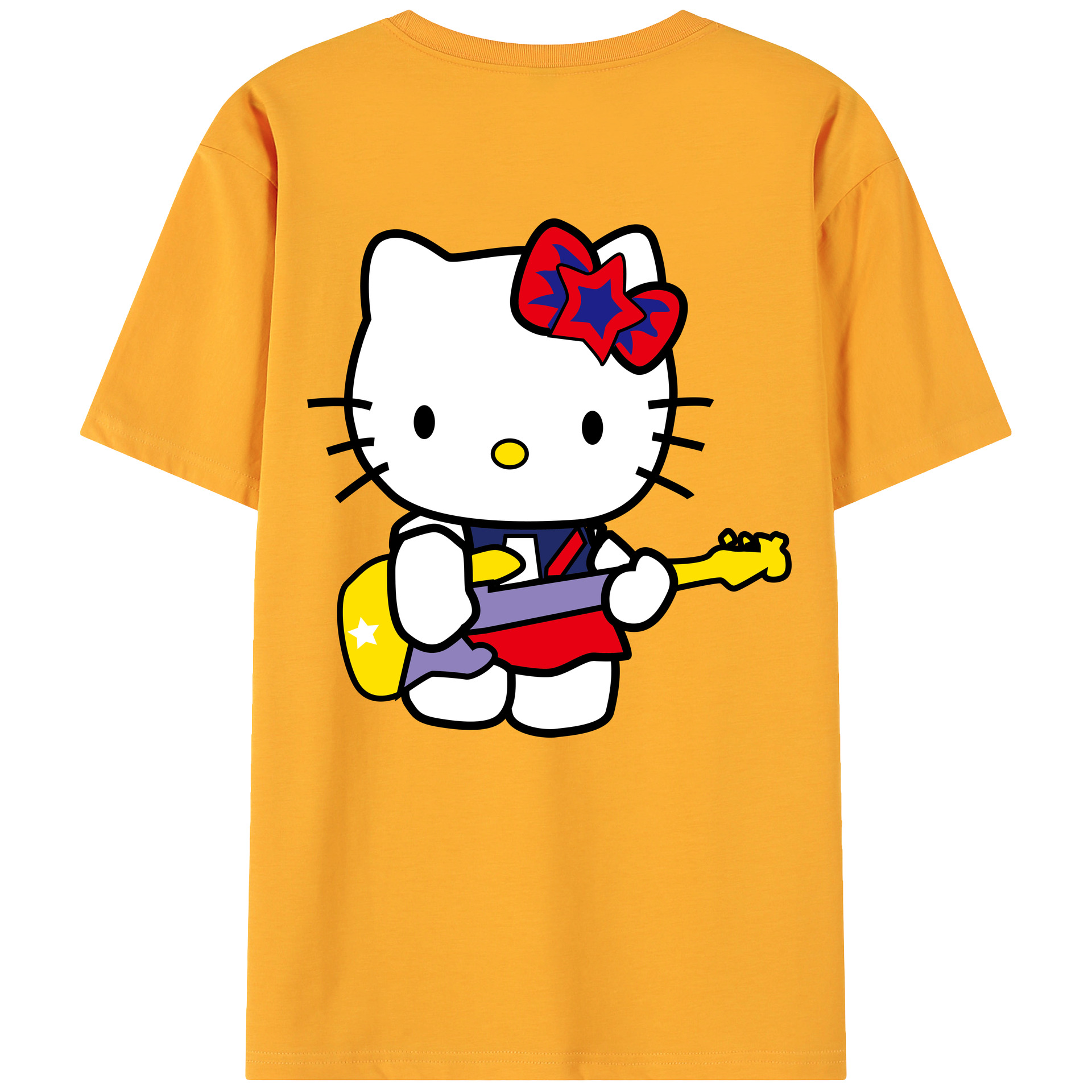 （画像用） Hello Kitty ハローキティ 綿100％ メンズ半袖Tシャツ（バックプリント） 通気性