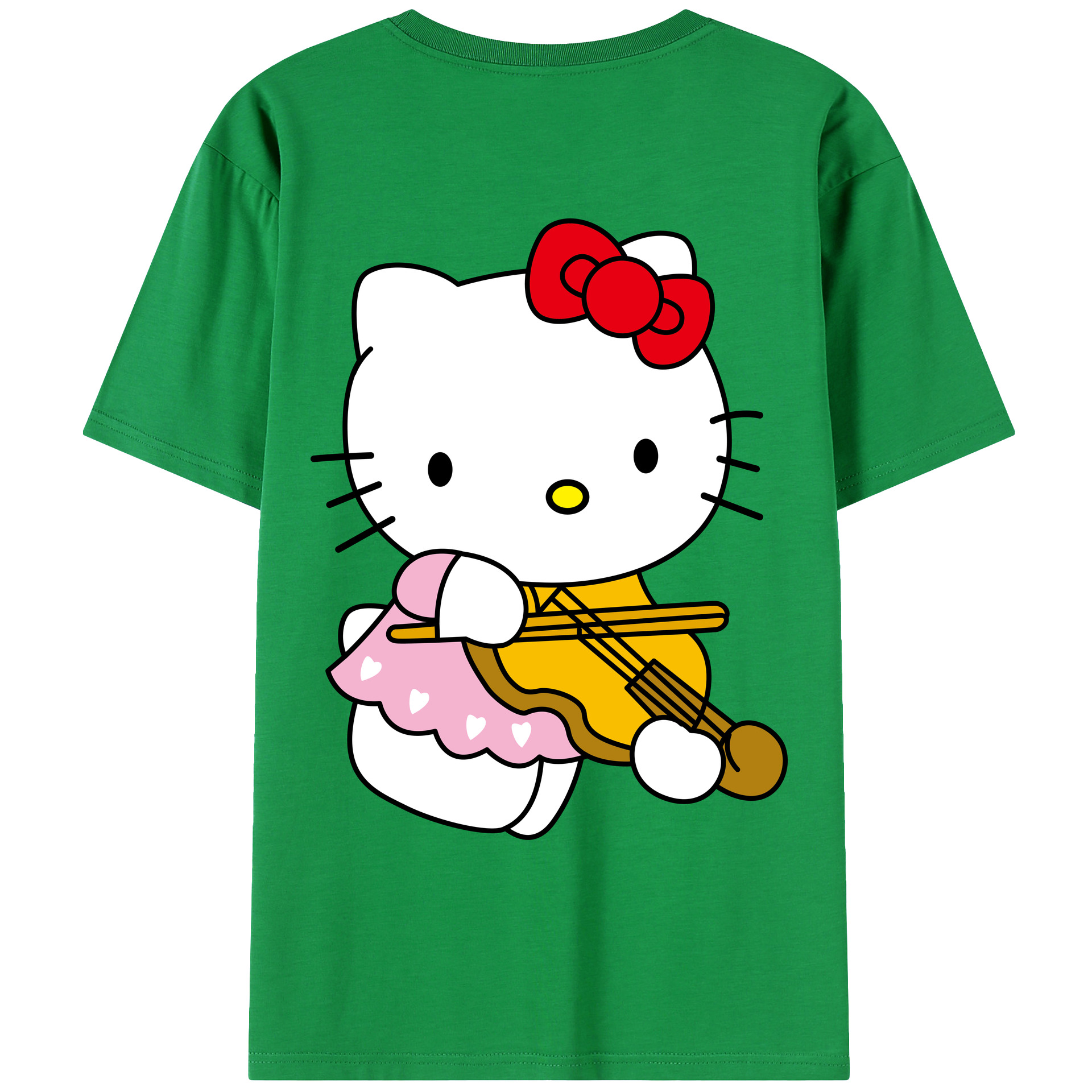 （画像用） Hello Kitty ハローキティ 綿100％ メンズ半袖Tシャツ（バックプリント） 通気性