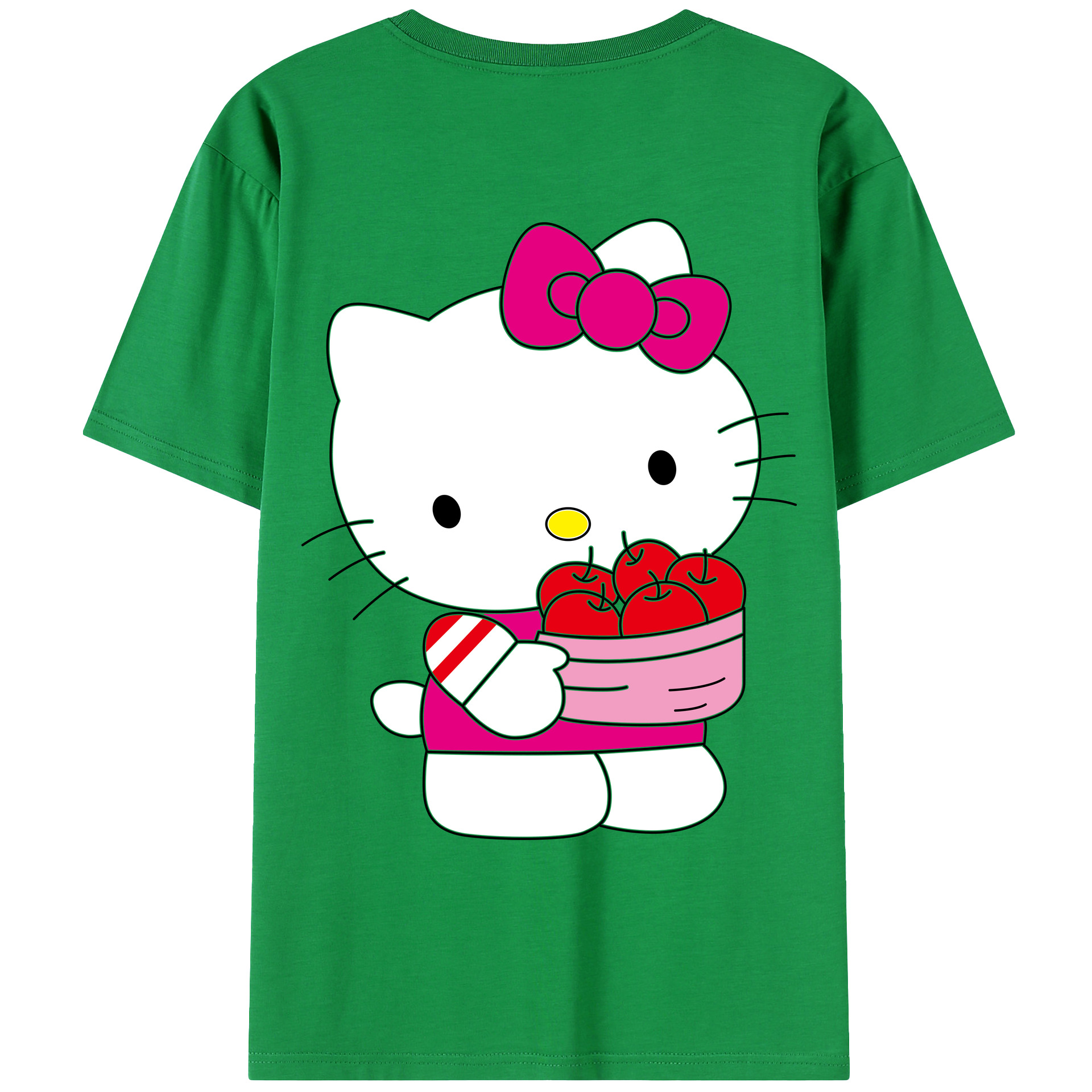 （画像用） Hello Kitty ハローキティ 綿100％ メンズ半袖Tシャツ（バックプリント） 通気性