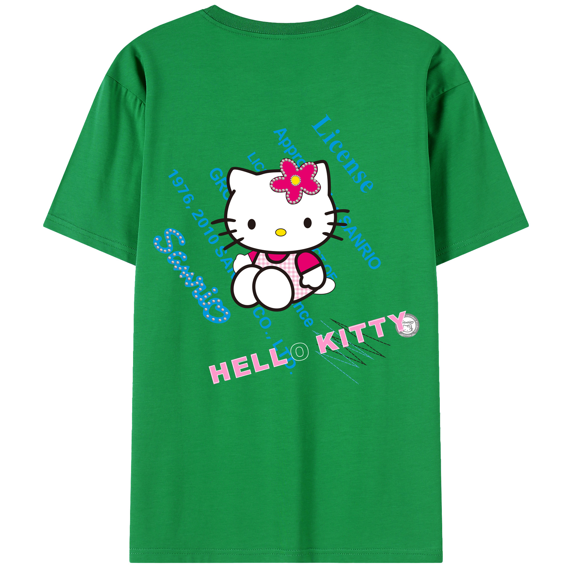 （画像用） Hello Kitty ハローキティ 綿100％ メンズ半袖Tシャツ（バックプリント） 通気性