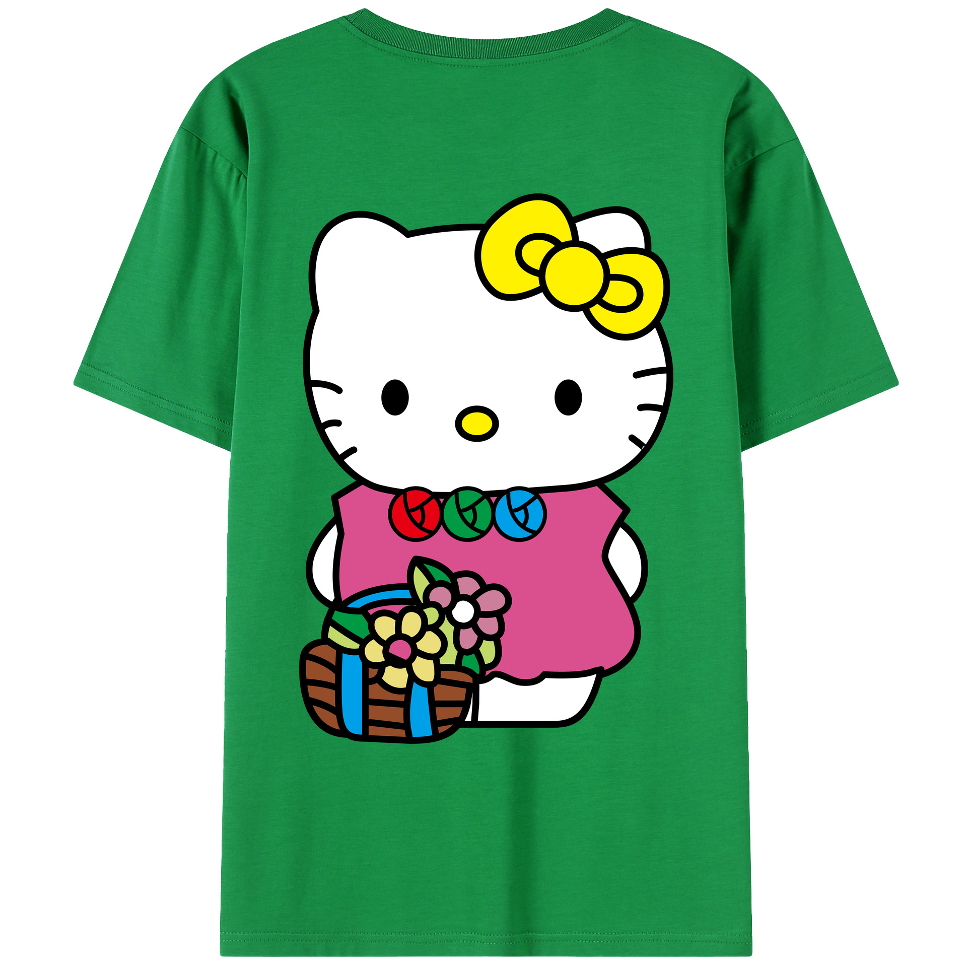 （画像用） Hello Kitty ハローキティ 綿100％ メンズ半袖Tシャツ（バックプリント） 通気性