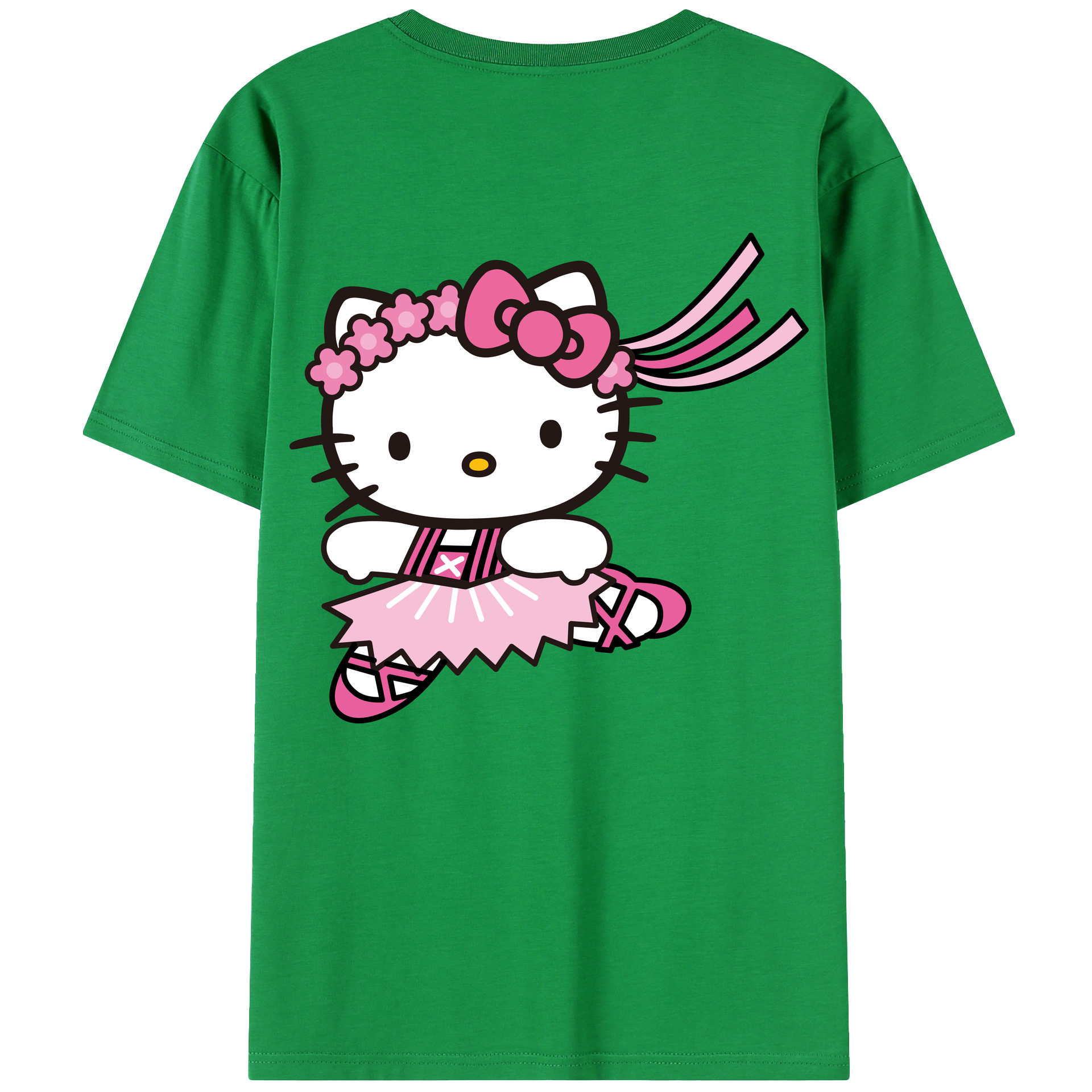 （画像用） Hello Kitty ハローキティ 綿100％ メンズ半袖Tシャツ（バックプリント） 通気性