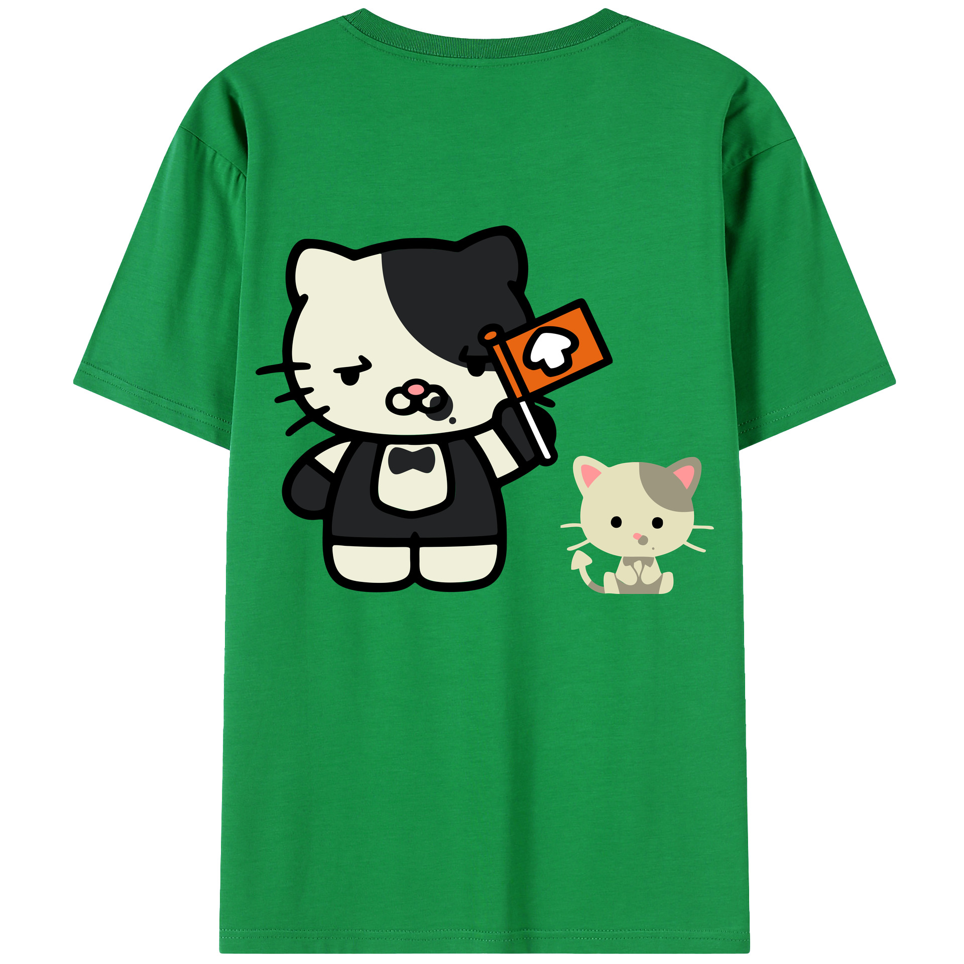 （画像用） Hello Kitty ハローキティ 綿100％ メンズ半袖Tシャツ（バックプリント） 通気性
