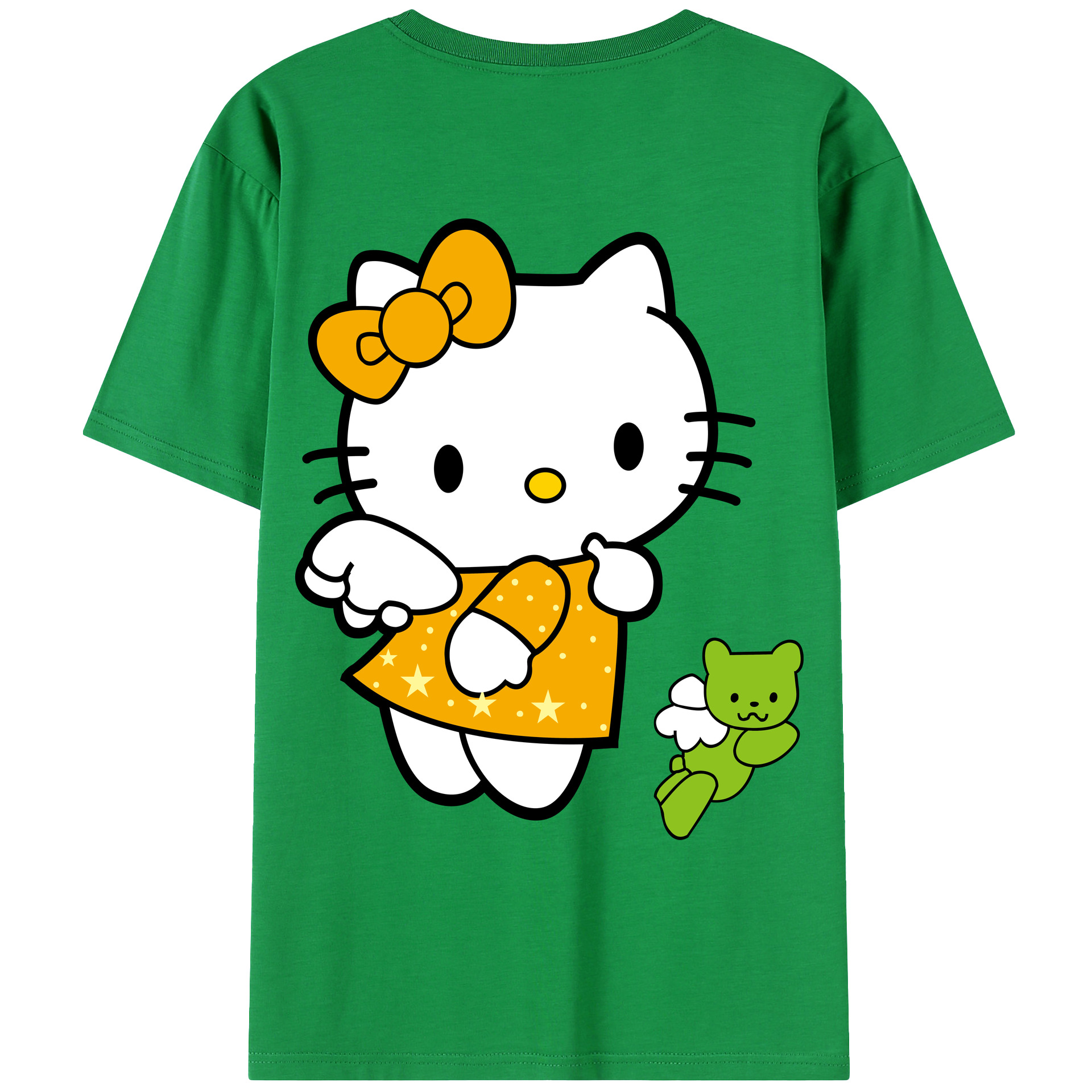 （画像用） Hello Kitty ハローキティ 綿100％ メンズ半袖Tシャツ（バックプリント） 通気性