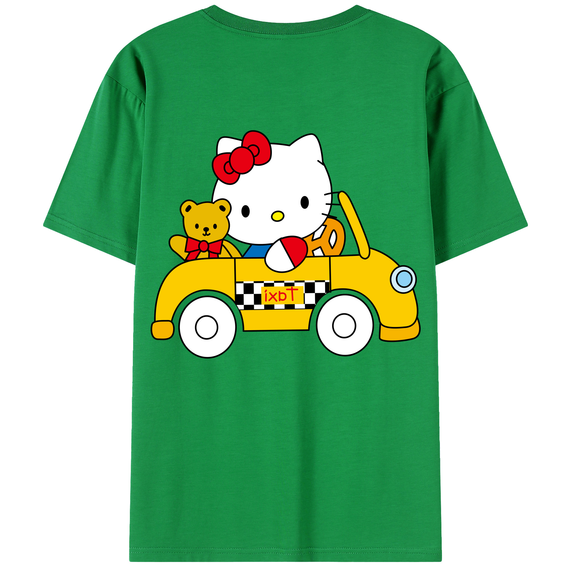 （画像用） Hello Kitty ハローキティ 綿100％ メンズ半袖Tシャツ（バックプリント） 通気性