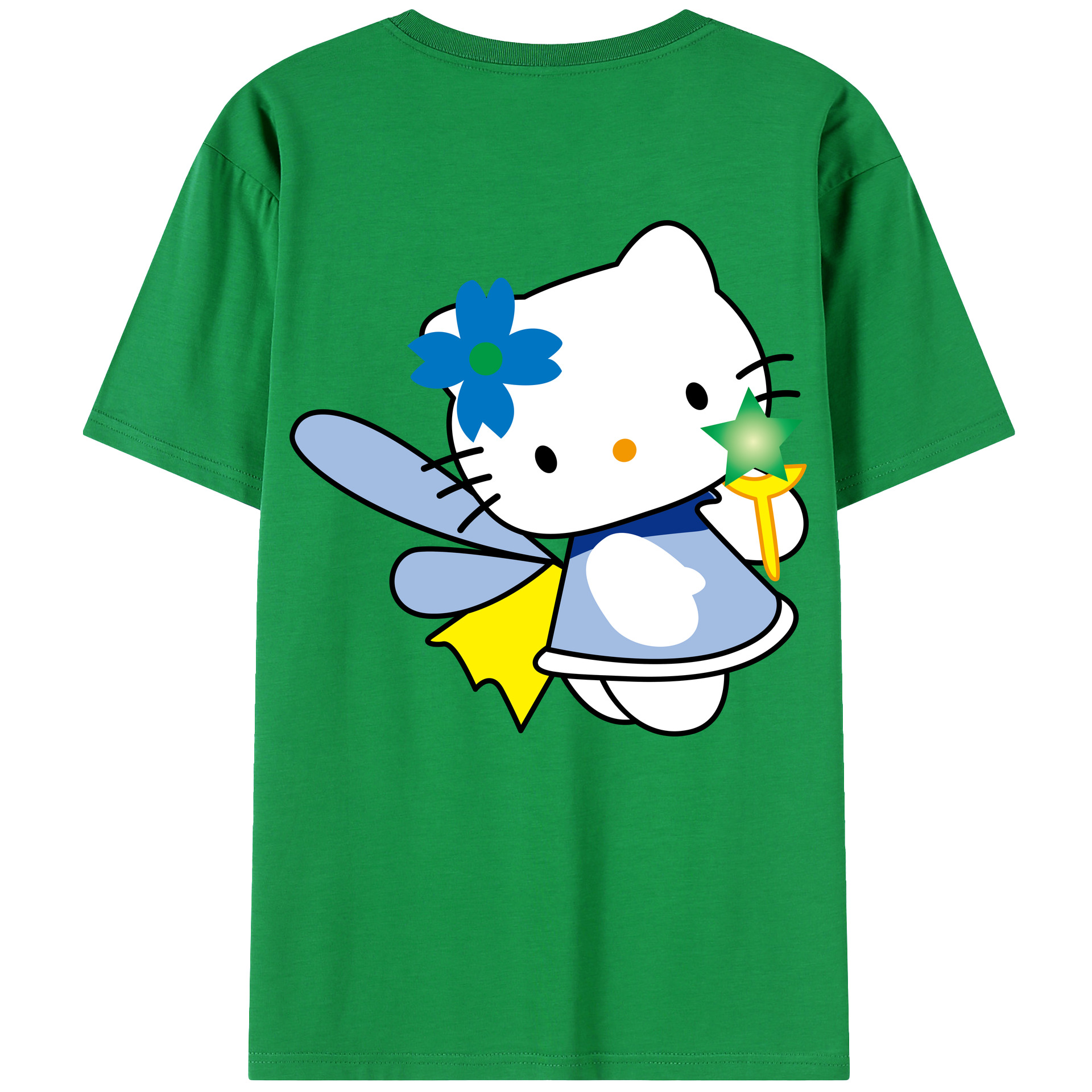 （画像用） Hello Kitty ハローキティ 綿100％ メンズ半袖Tシャツ（バックプリント） 通気性