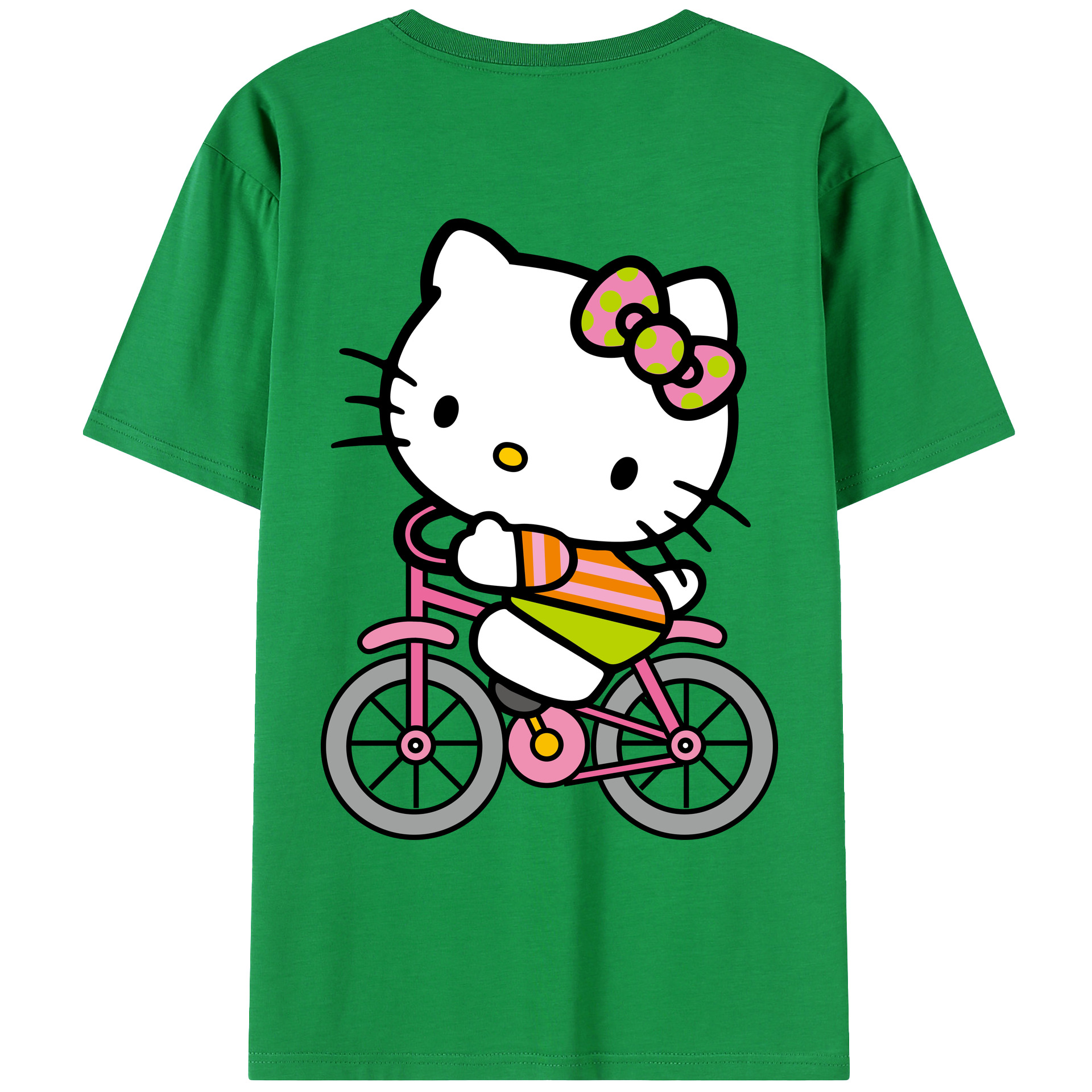 （画像用） Hello Kitty ハローキティ 綿100％ メンズ半袖Tシャツ（バックプリント） 通気性