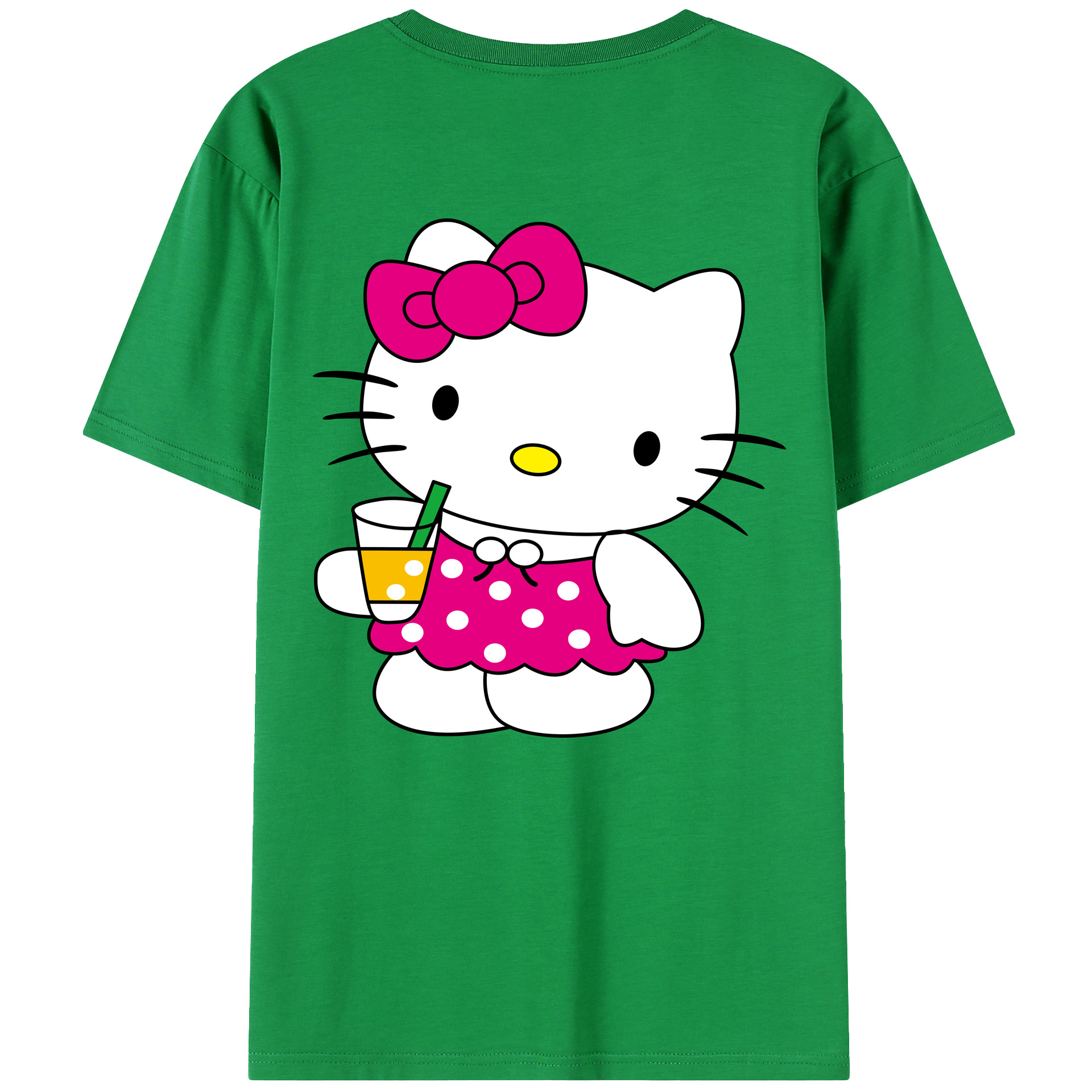 （画像用） Hello Kitty ハローキティ 綿100％ メンズ半袖Tシャツ（バックプリント） 通気性