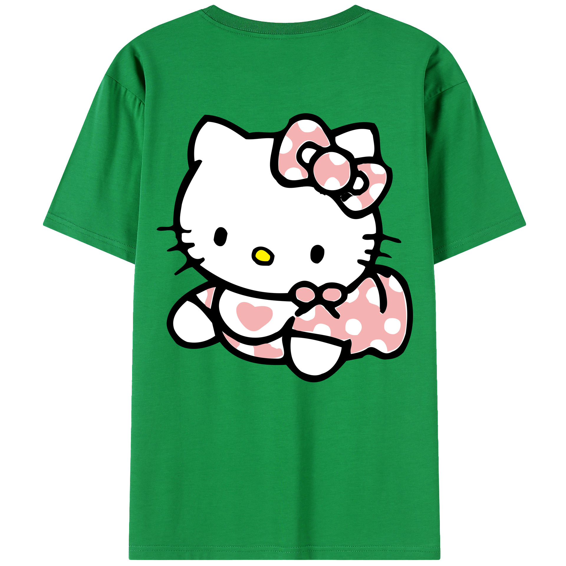 （画像用） Hello Kitty ハローキティ 綿100％ メンズ半袖Tシャツ（バックプリント） 通気性