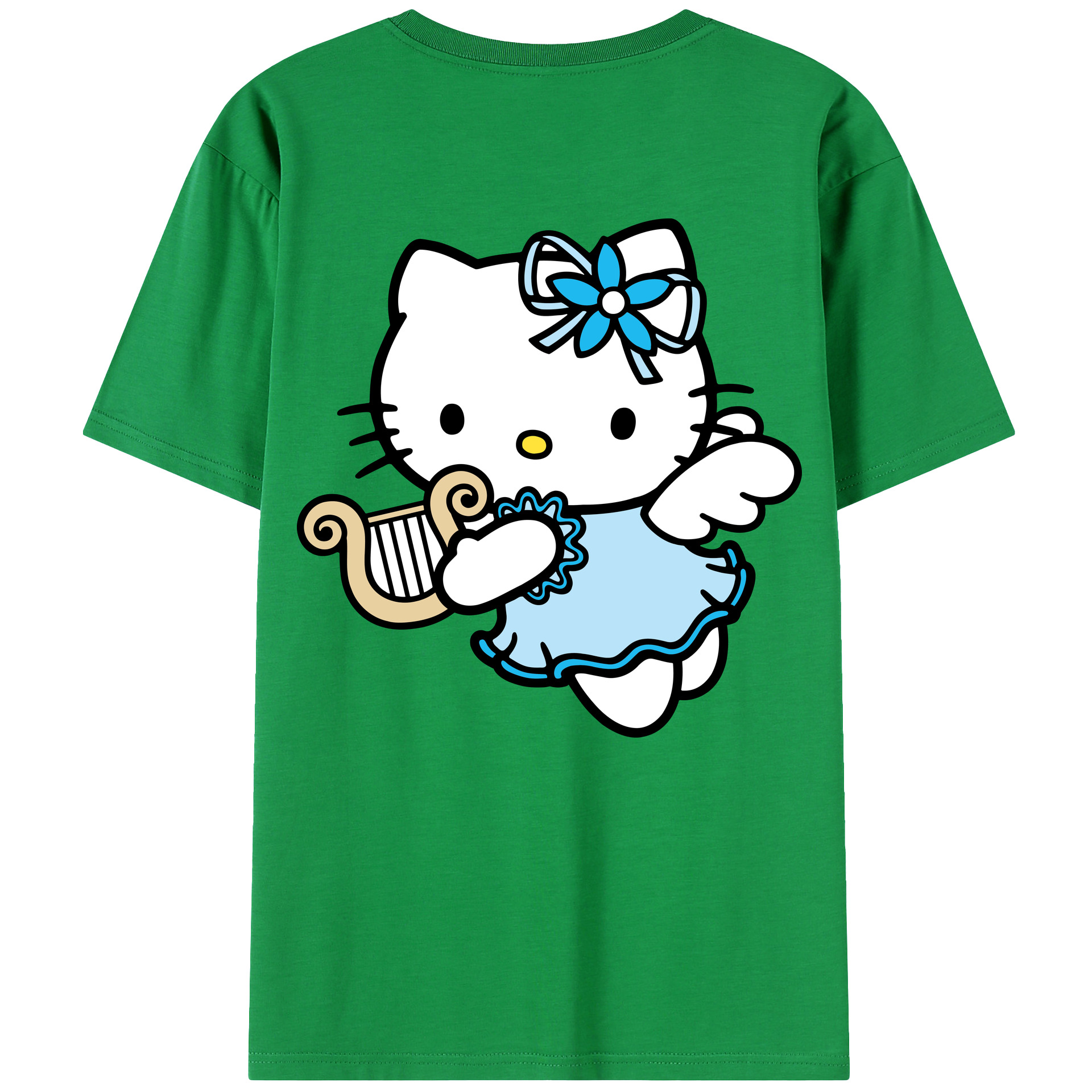 （画像用） Hello Kitty ハローキティ 綿100％ メンズ半袖Tシャツ（バックプリント） 通気性