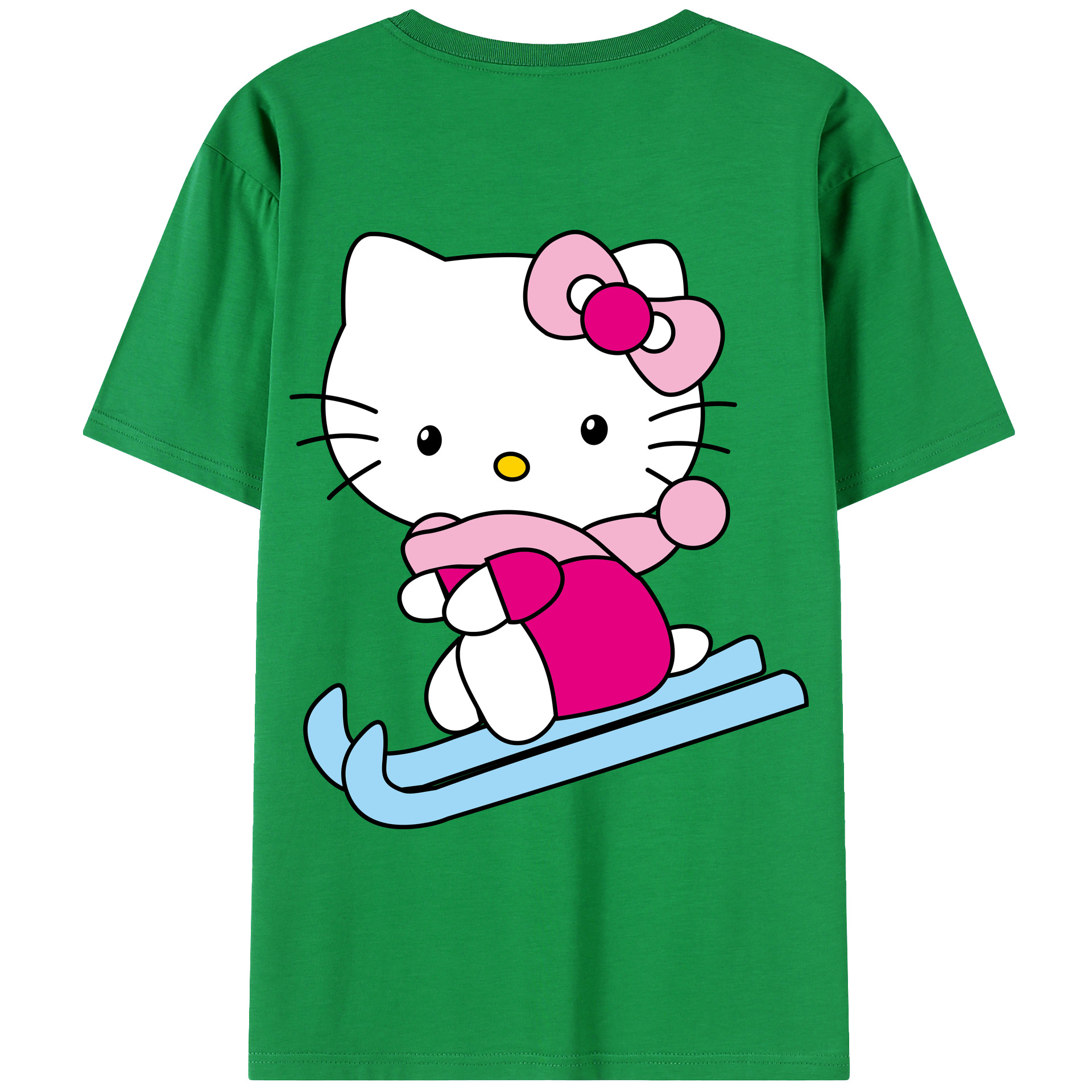 （画像用） Hello Kitty ハローキティ 綿100％ メンズ半袖Tシャツ（バックプリント） 通気性