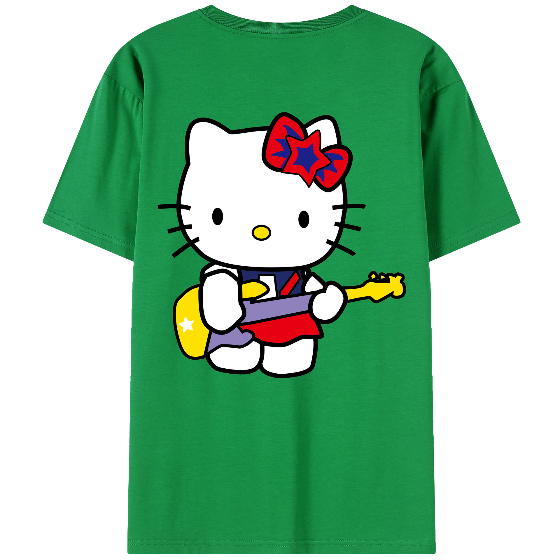 （画像用） Hello Kitty ハローキティ 綿100％ メンズ半袖Tシャツ（バックプリント） 通気性