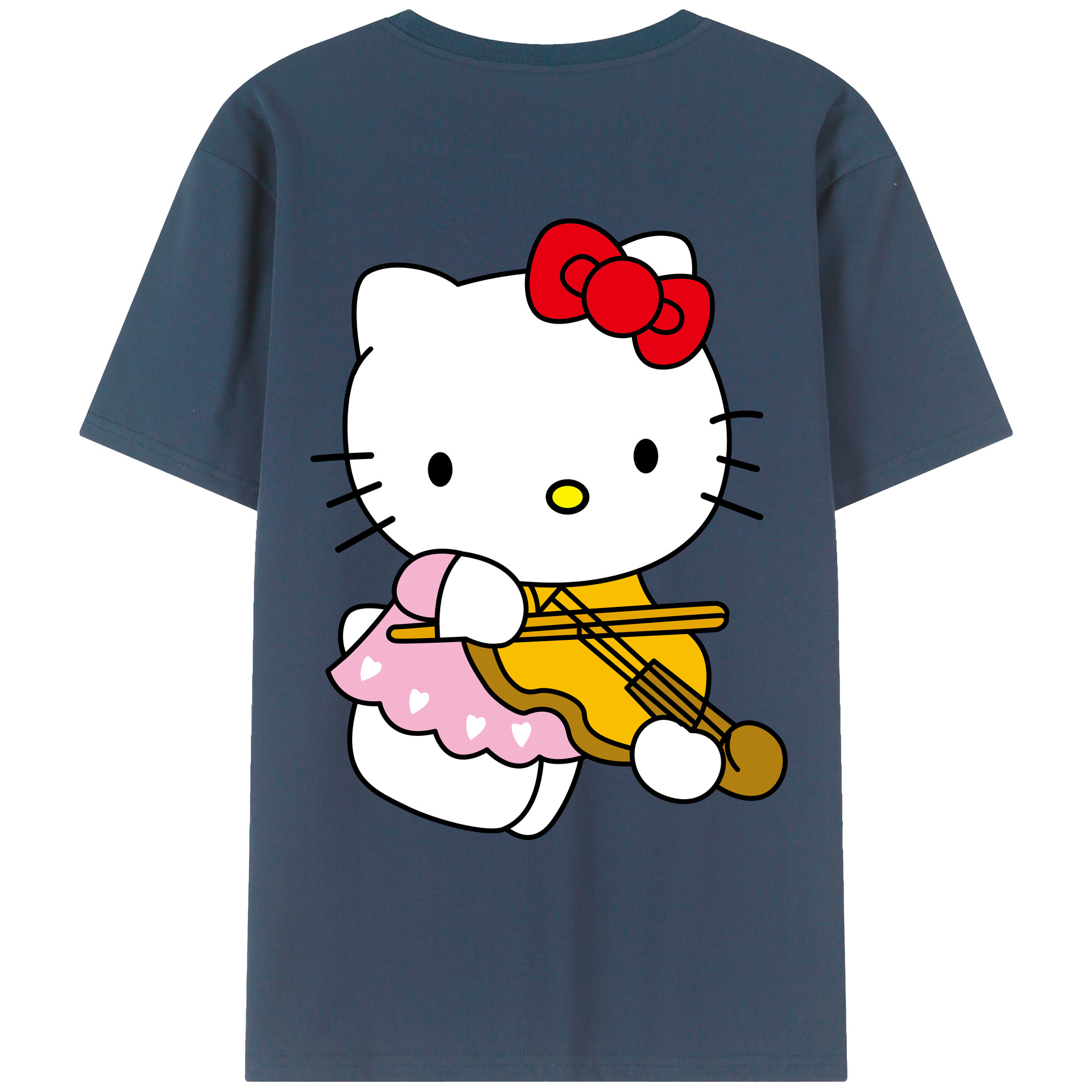 （画像用） Hello Kitty ハローキティ 綿100％ メンズ半袖Tシャツ（バックプリント） 通気性