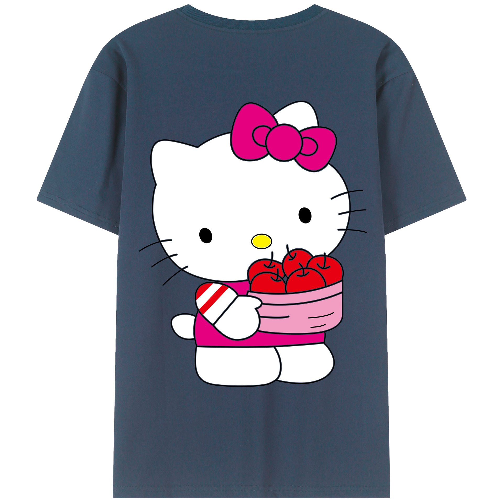 （画像用） Hello Kitty ハローキティ 綿100％ メンズ半袖Tシャツ（バックプリント） 通気性
