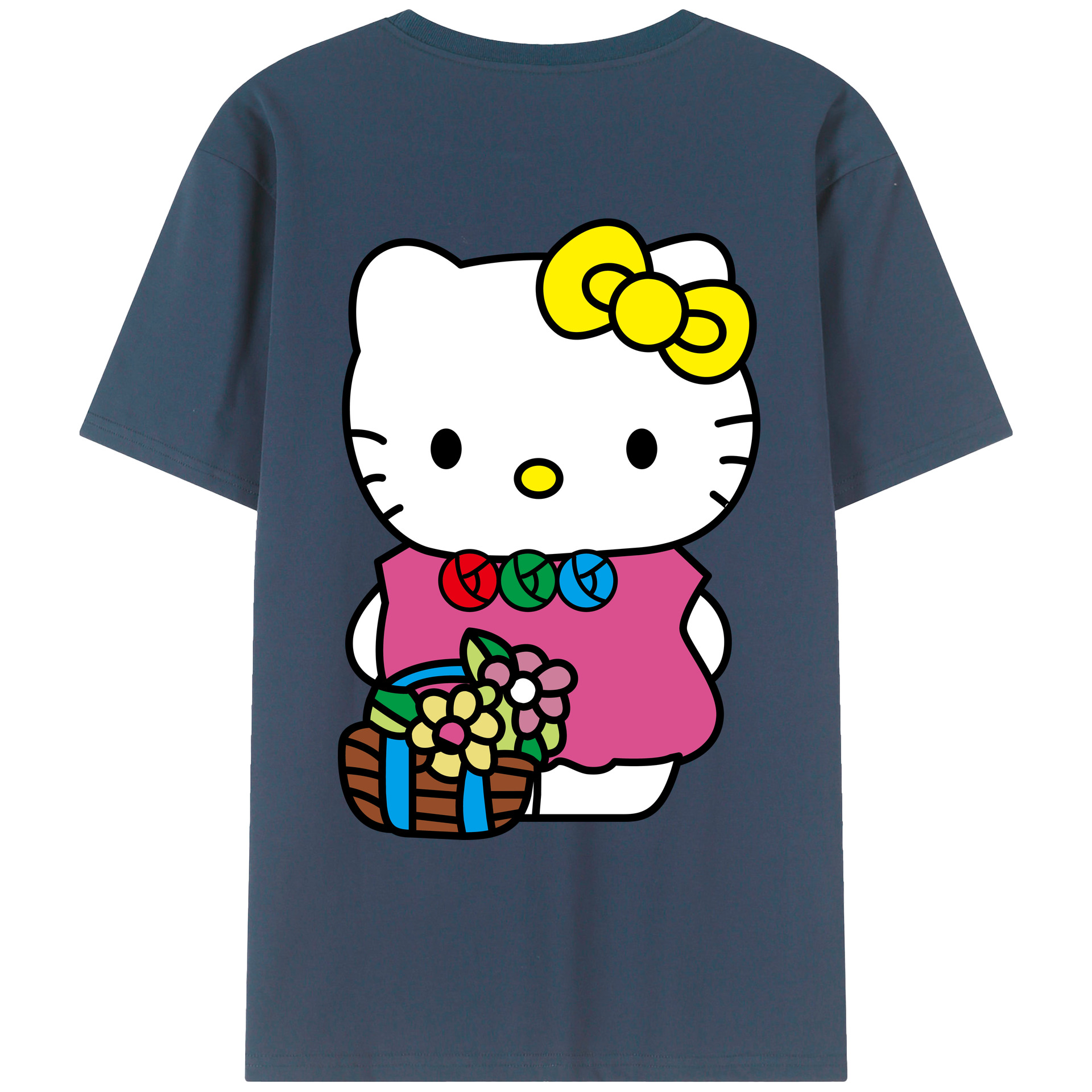 （画像用） Hello Kitty ハローキティ 綿100％ メンズ半袖Tシャツ（バックプリント） 通気性