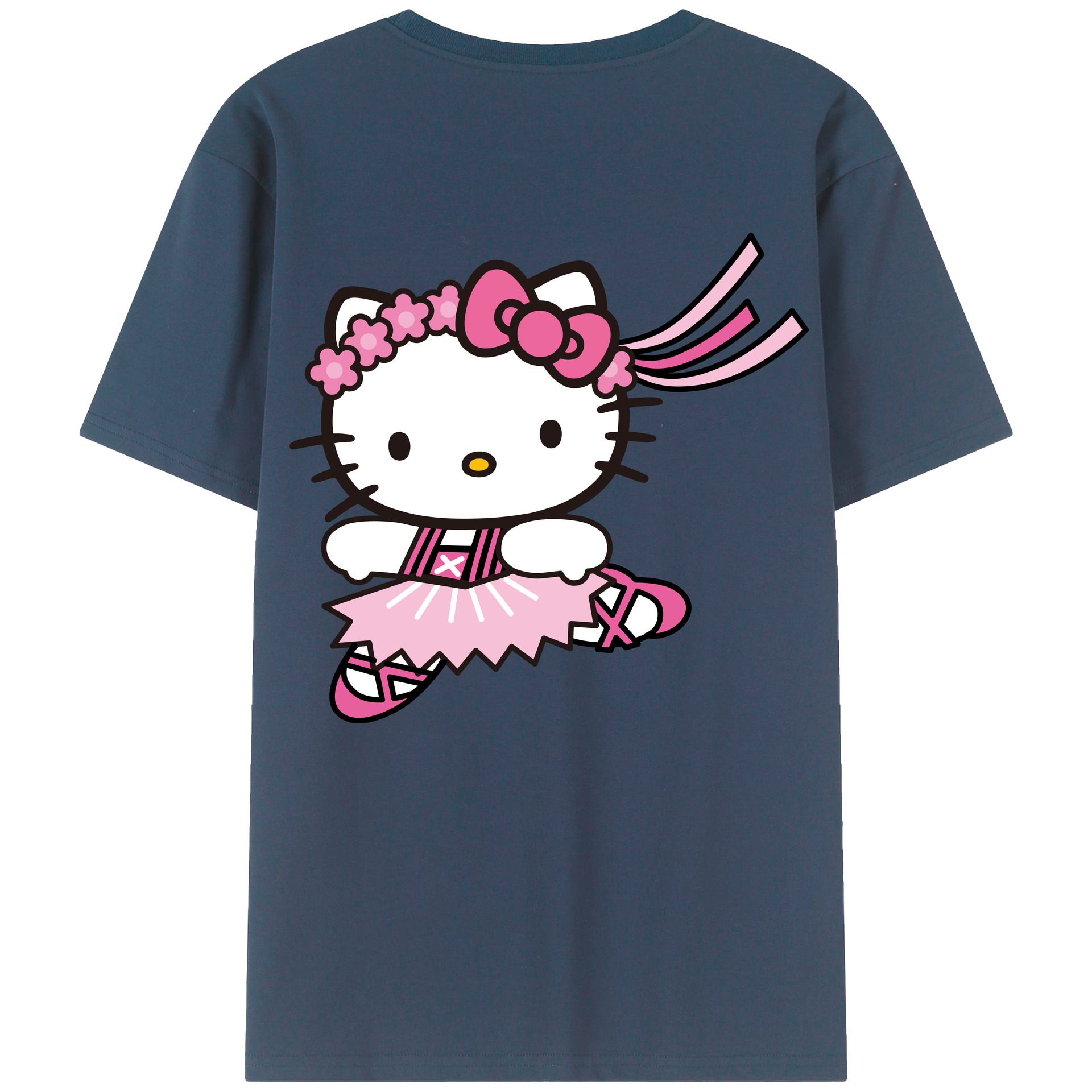 （画像用） Hello Kitty ハローキティ 綿100％ メンズ半袖Tシャツ（バックプリント） 通気性