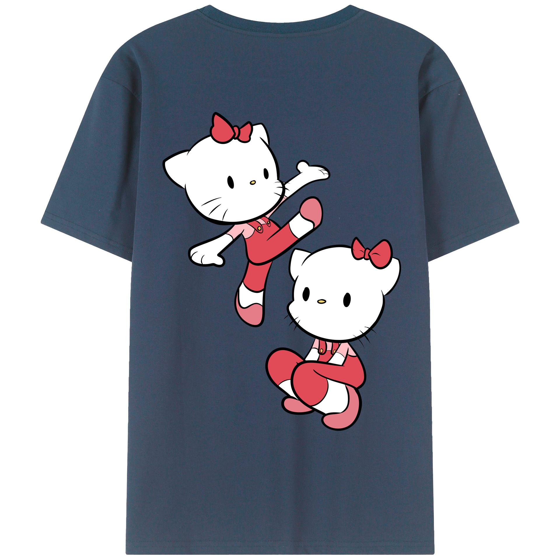 （画像用） Hello Kitty ハローキティ 綿100％ メンズ半袖Tシャツ（バックプリント） 通気性