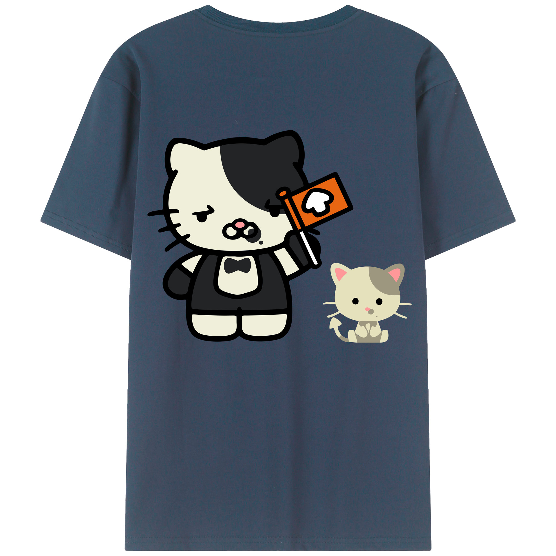 （画像用） Hello Kitty ハローキティ 綿100％ メンズ半袖Tシャツ（バックプリント） 通気性