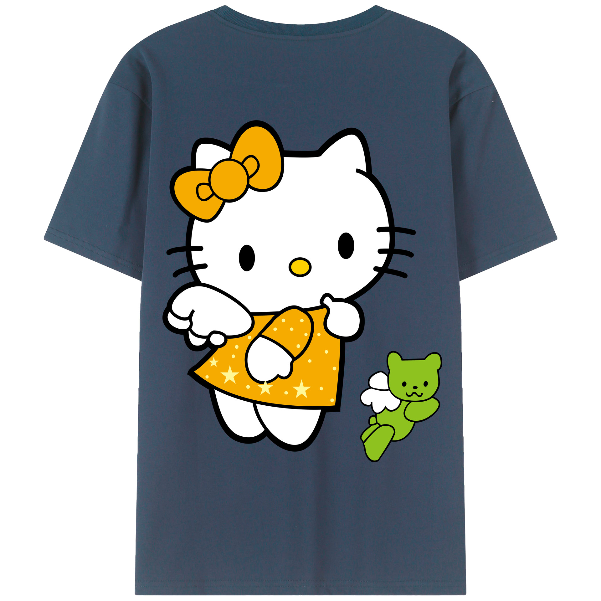 （画像用） Hello Kitty ハローキティ 綿100％ メンズ半袖Tシャツ（バックプリント） 通気性